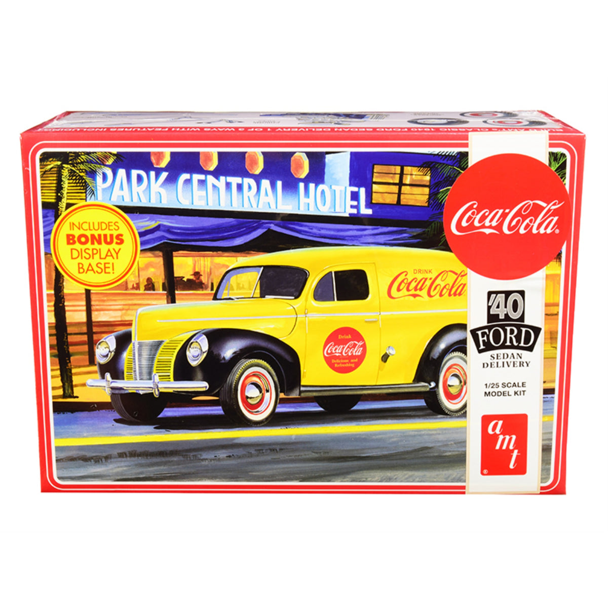Skill 3 Model Kit 1940 Ford Sedan Delivery Van 'Coca-Cola' With Display Base 1/25 Scale Model By Amt