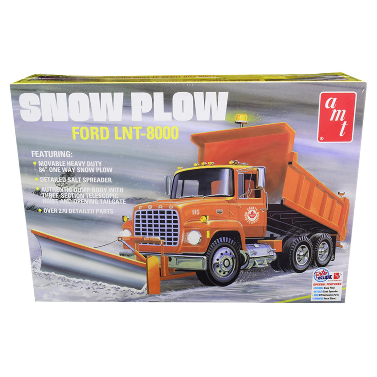 Skill 3 Model Kit Ford Lnt-8000 Snow Plow Truck 1/25 Scale Model By Amt