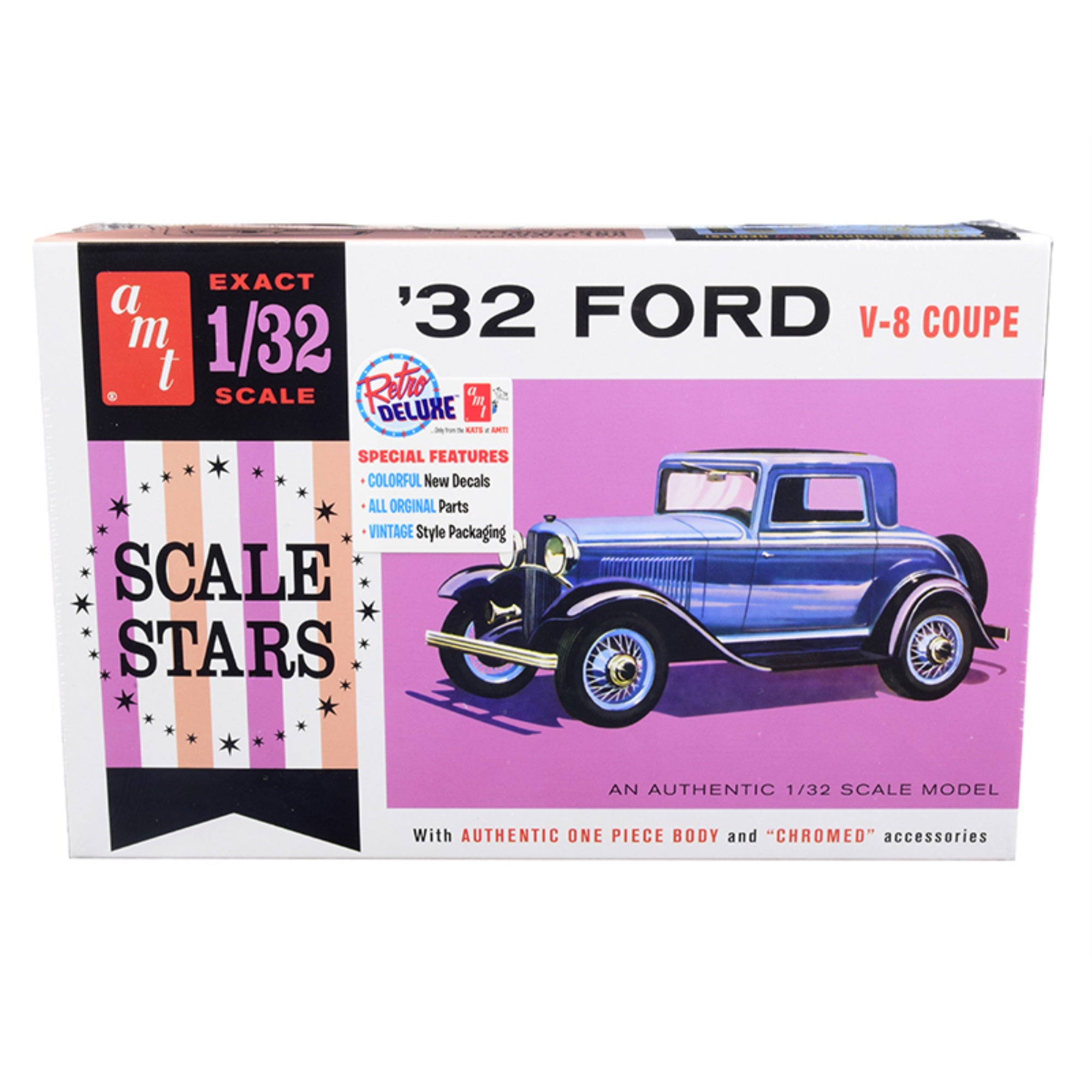 Skill 2 Model Kit 1932 Ford V-8 Coupe 'Scale Stars' 1/32 Scale Model By Amt