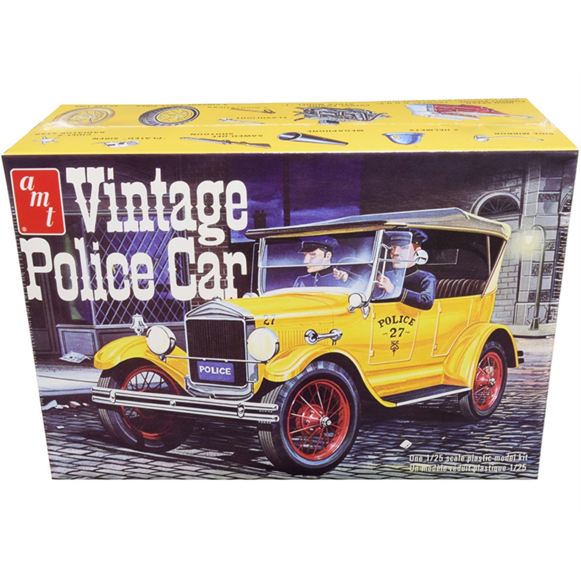 Skill 2 Model Kit 1927 Ford T Vintage Police Car 1/25 Scale Model By Amt