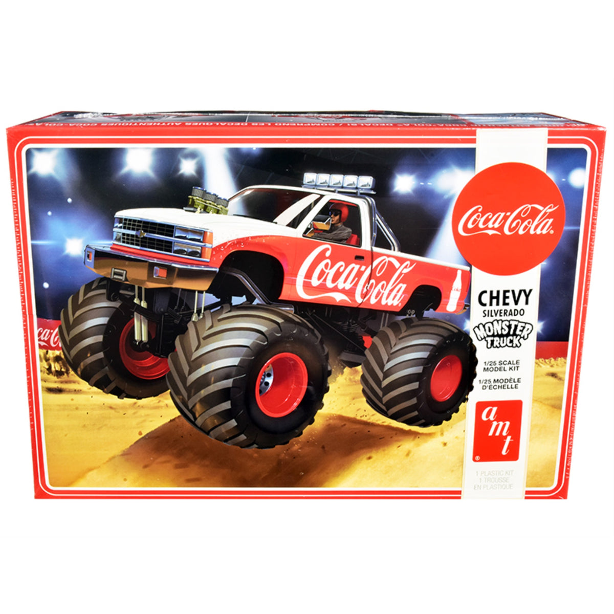 Skill 2 Model Kit Chevrolet Silverado Monster Truck 'Coca-Cola' 1/25 Scale Model By Amt