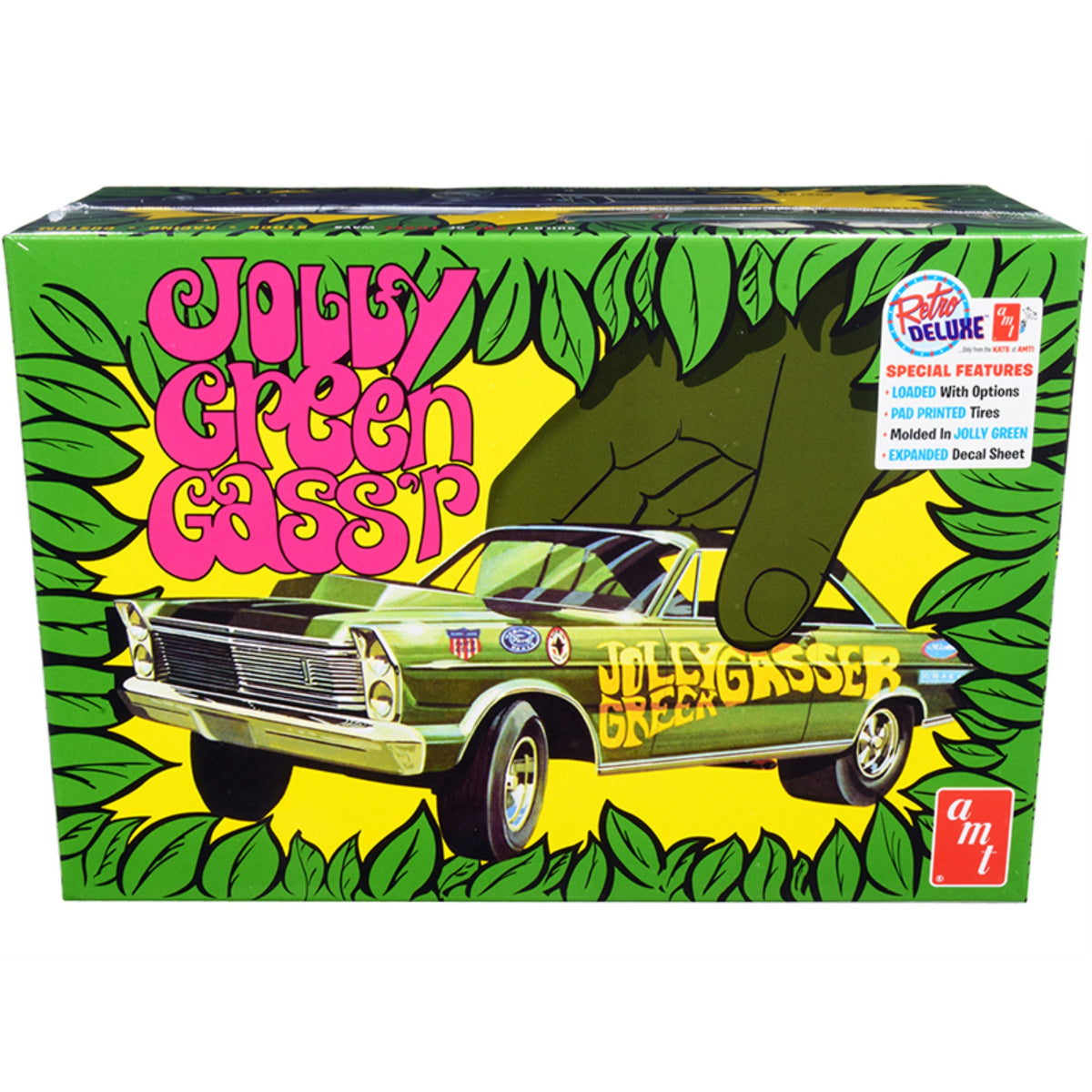 Skill 2 Model Kit 1965 Ford Galaxie 'Jolly Green Gasser' 3-In-1 Kit 1/25 Scale Model By Amt