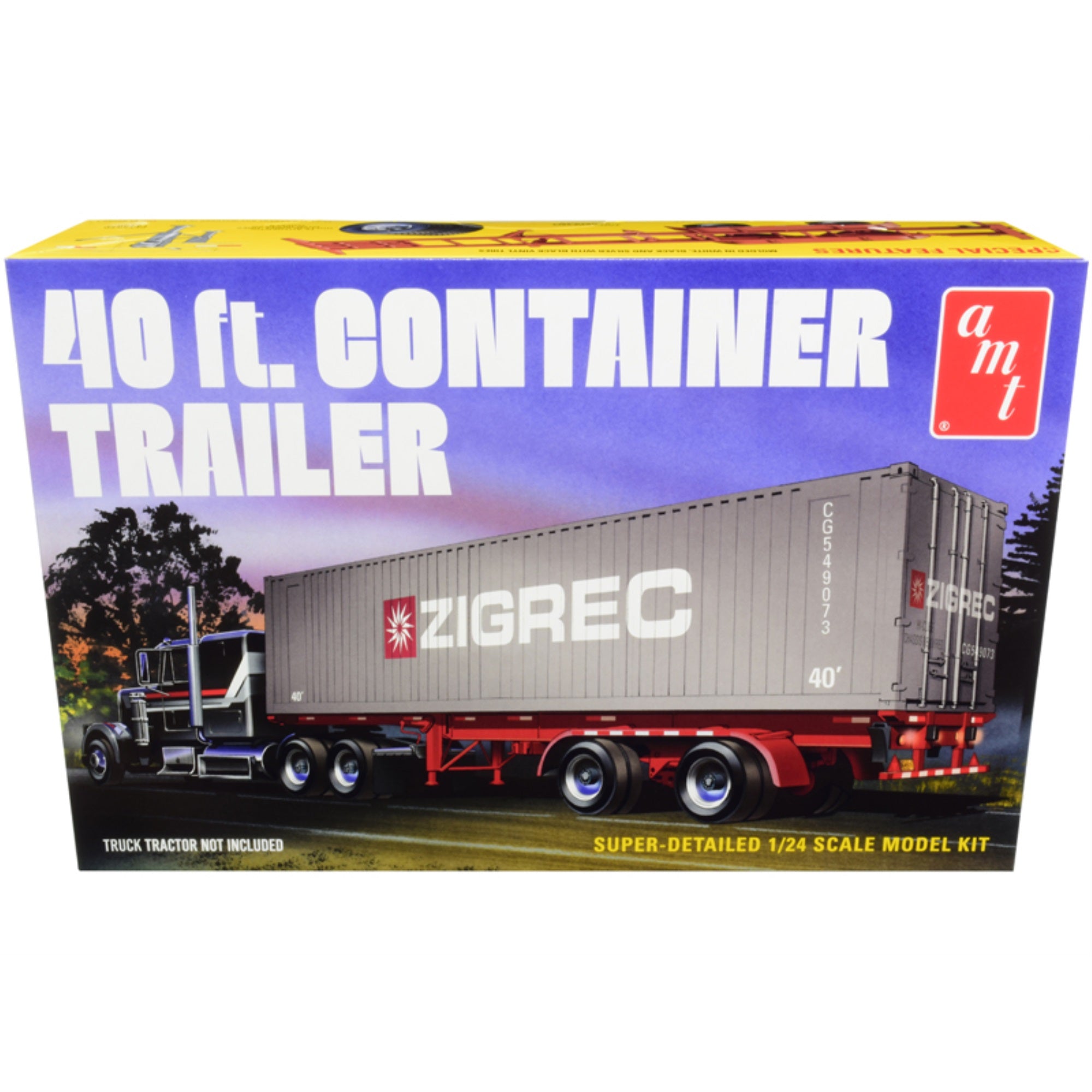 Skill 3 Model Kit 40' Container Trailer 1/24 Scale Model By Amt