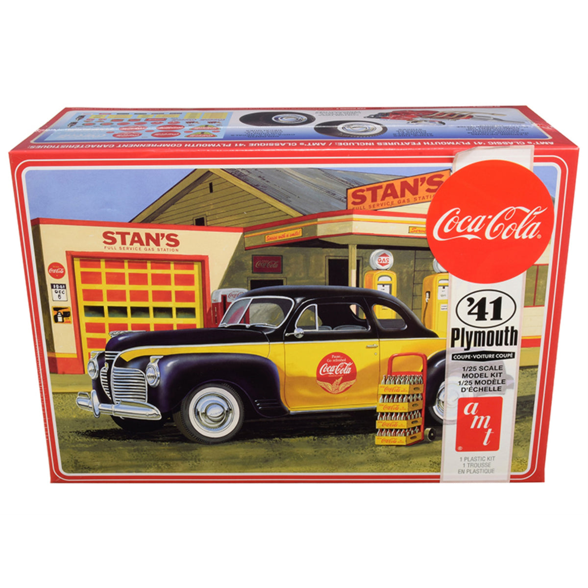Skill 3 Model Kit 1941 Plymouth Coupe With 4 Bottle Crates 'Coca-Cola' 1/25 Scale Model By Amt