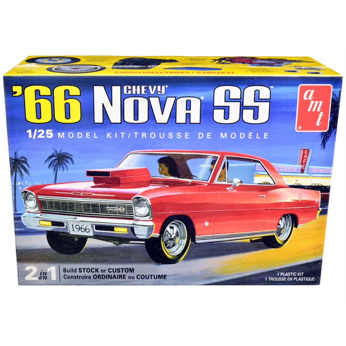 Skill 2 Model Kit 1966 Chevrolet Nova Ss 2-In-1 Kit 1/25 Scale Model By Amt