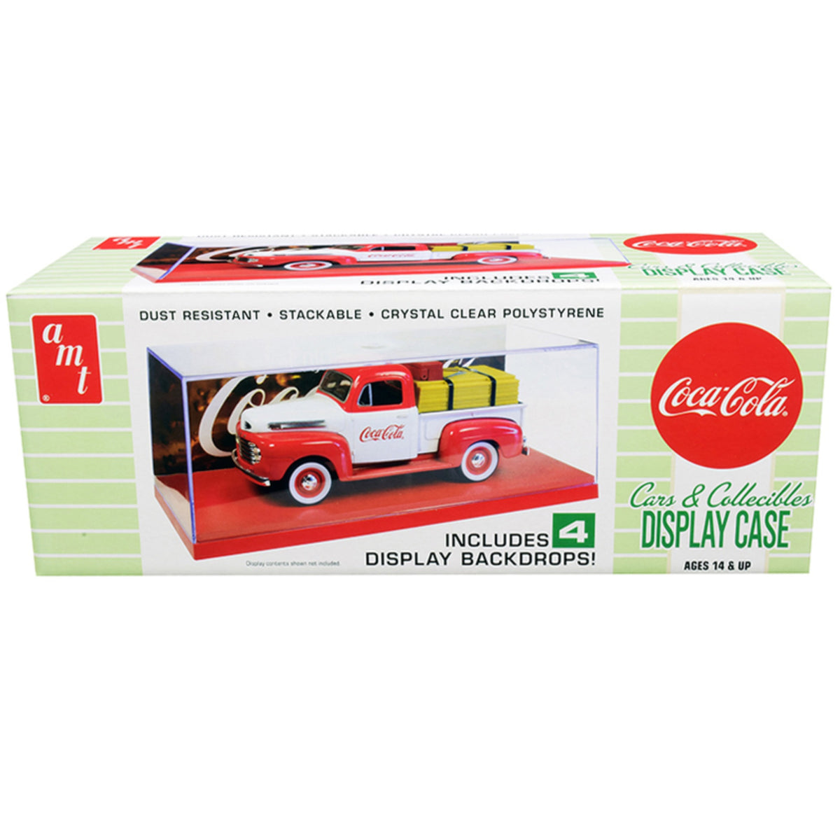 Collectible Display Show Case With Red Display Base And 4 'Coca-Cola' Display Backdrops For 1/24-1/25 Scale Model Cars And Model Kits By Amt