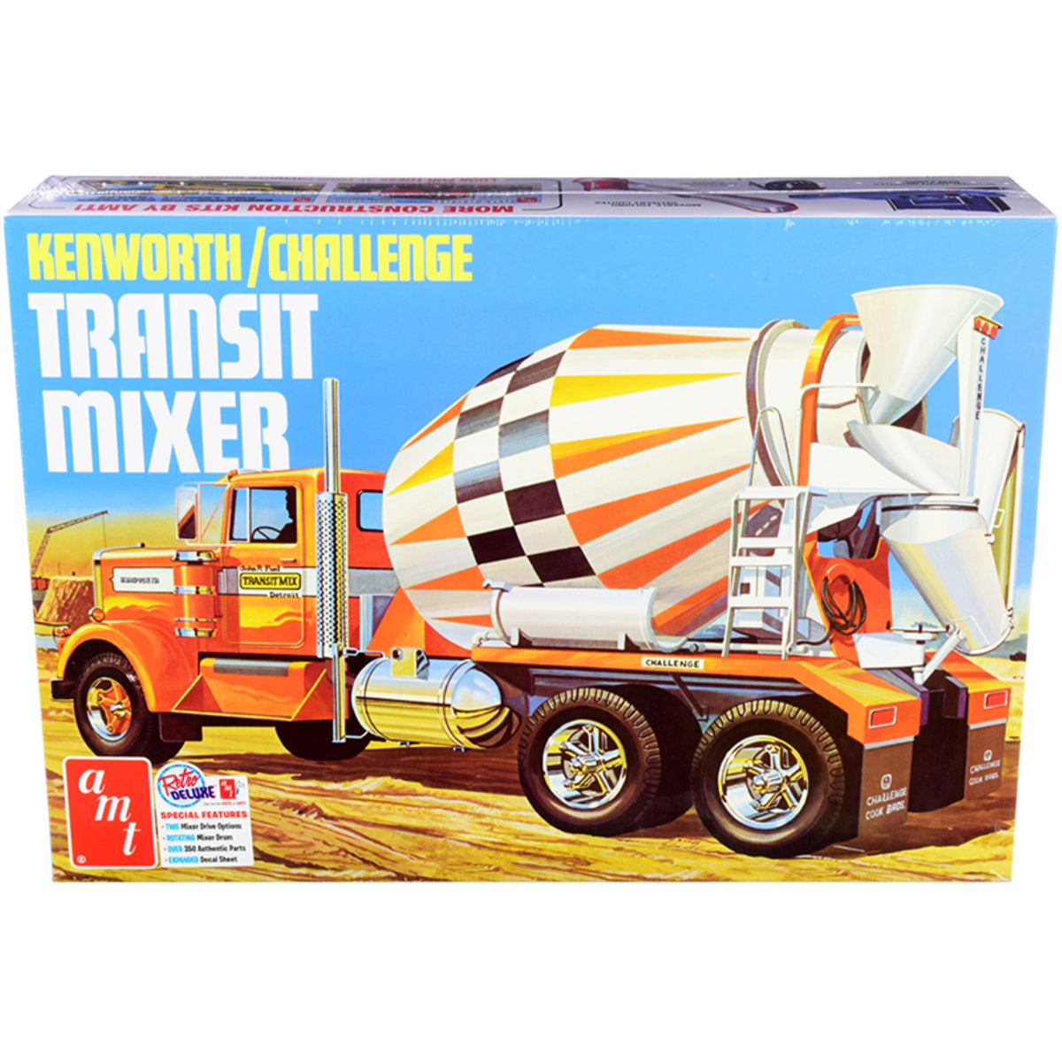 Skill 3 Model Kit Kenworth / Challenge Transit Cement Mixer Truck 1/25 Scale Model By Amt