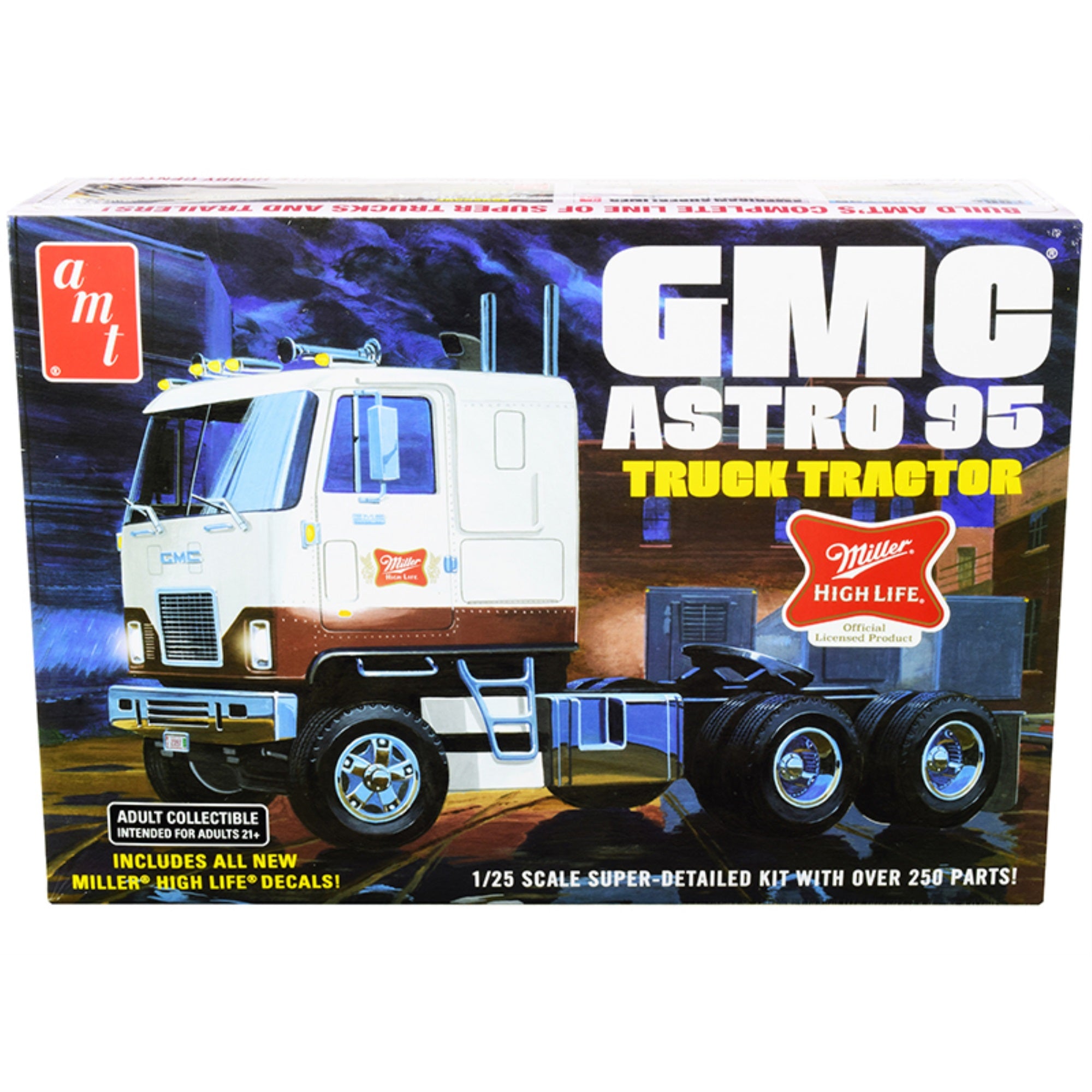 Skill 3 Model Kit Gmc Astro 95 Truck Tractor 'Miller' 1/25 Scale Model By Amt