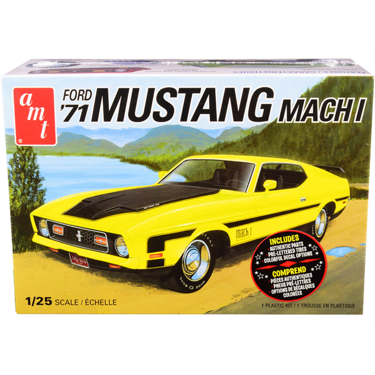 Skill 2 Model Kit 1971 Ford Mustang Mach I 1/25 Scale Model By Amt