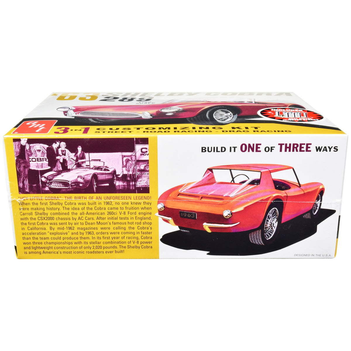 Skill 2 Model Kit 1963 Shelby Cobra 289 3 In 1 Kit 1/25 Scale Model By Amt