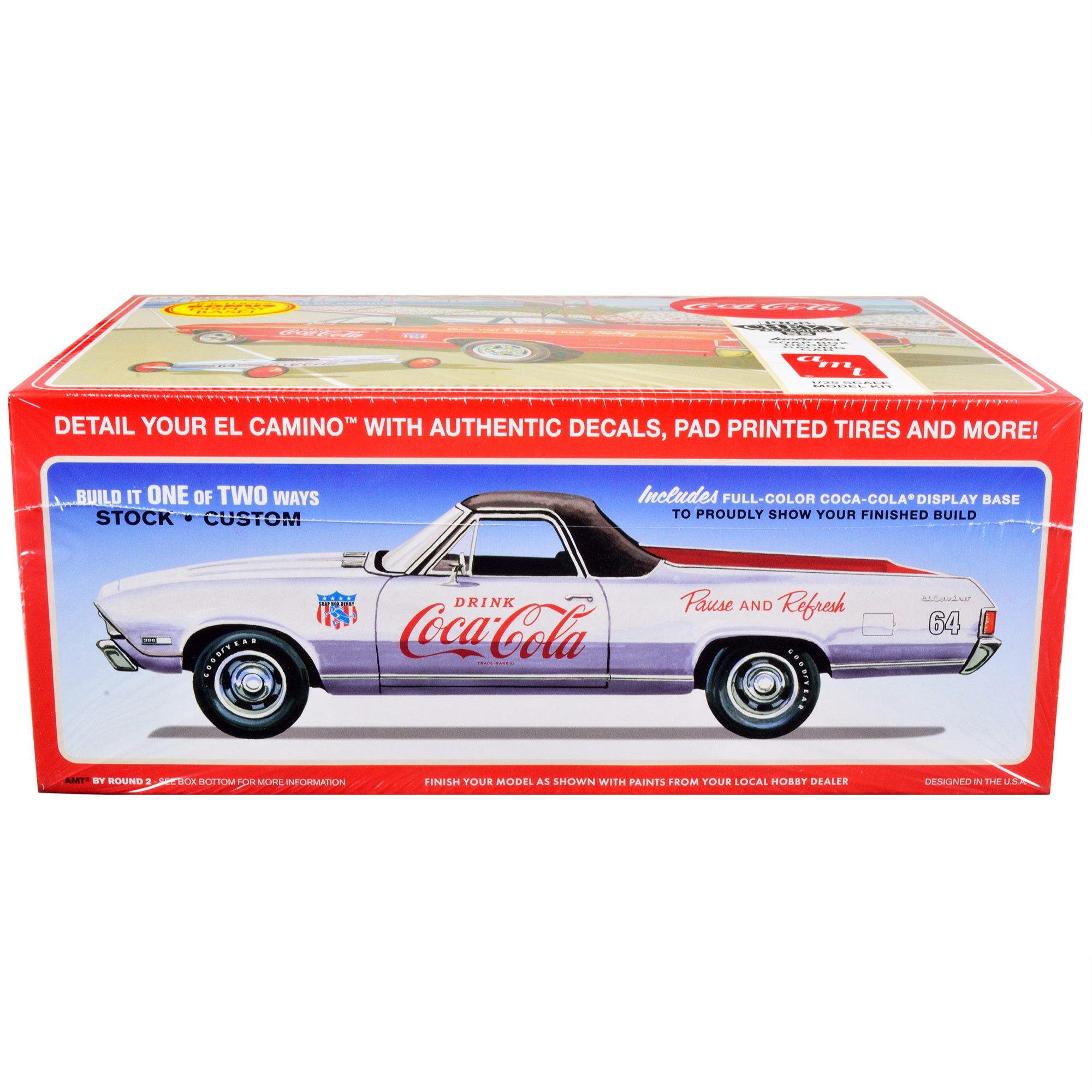 Skill 3 Model Kit 1968 Chevrolet El Camino Ss And Soap Box Derby Racing Car 2 In 1 Kit 'Coca-Cola' 1/25 Scale Model Car By Amt