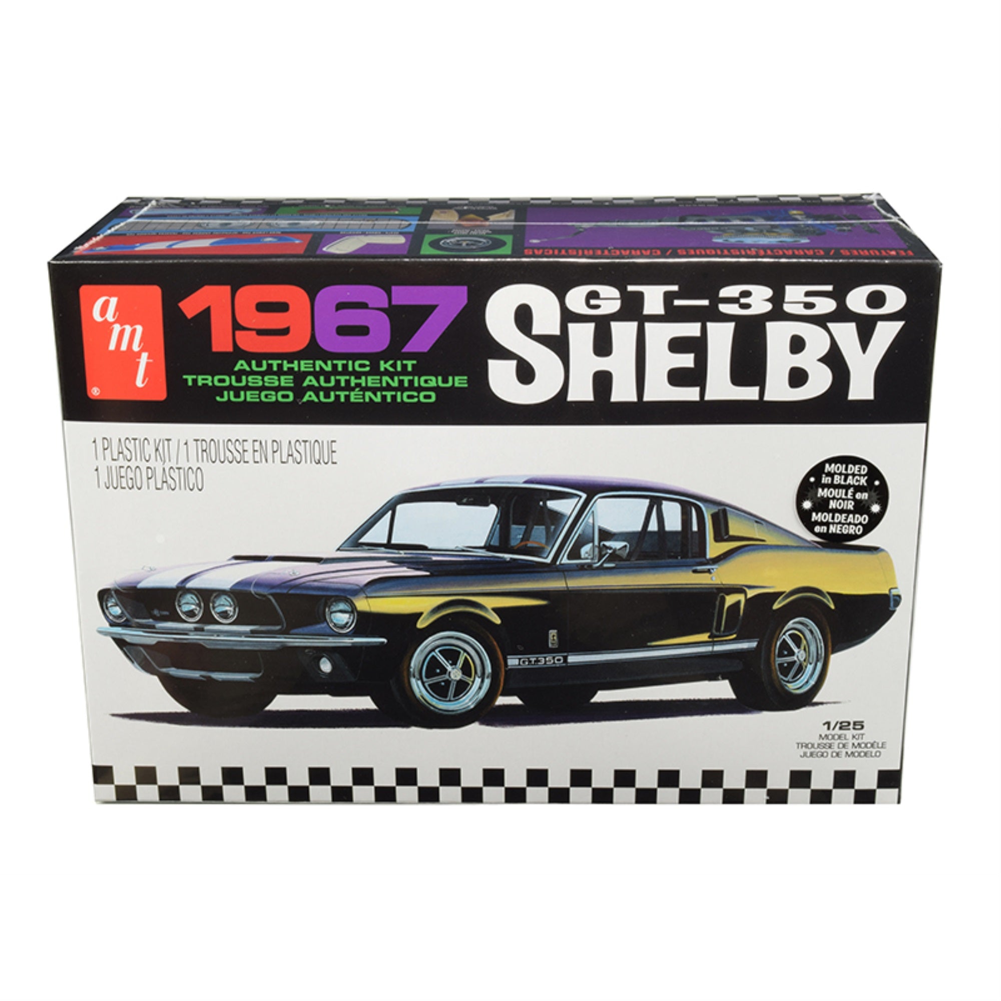 Skill 2 Model Kit 1967 Ford Mustang Shelby Gt350 Black 1/25 Scale Model By Amt