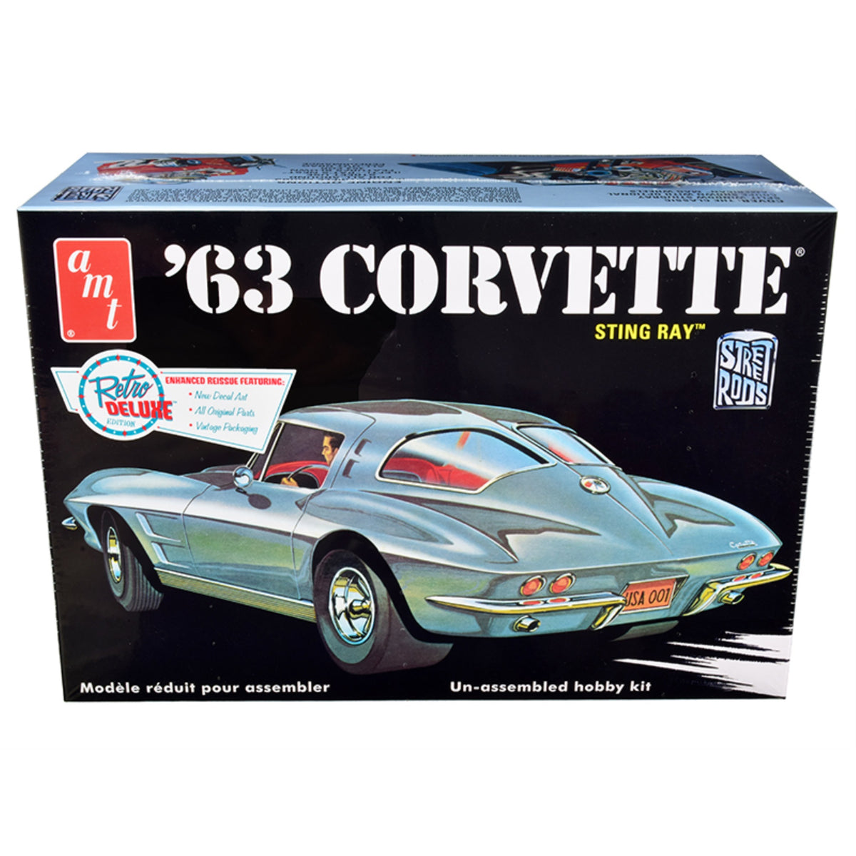 Skill 2 Model Kit 1963 Chevrolet Corvette Stingray 1/25 Scale Model By Amt