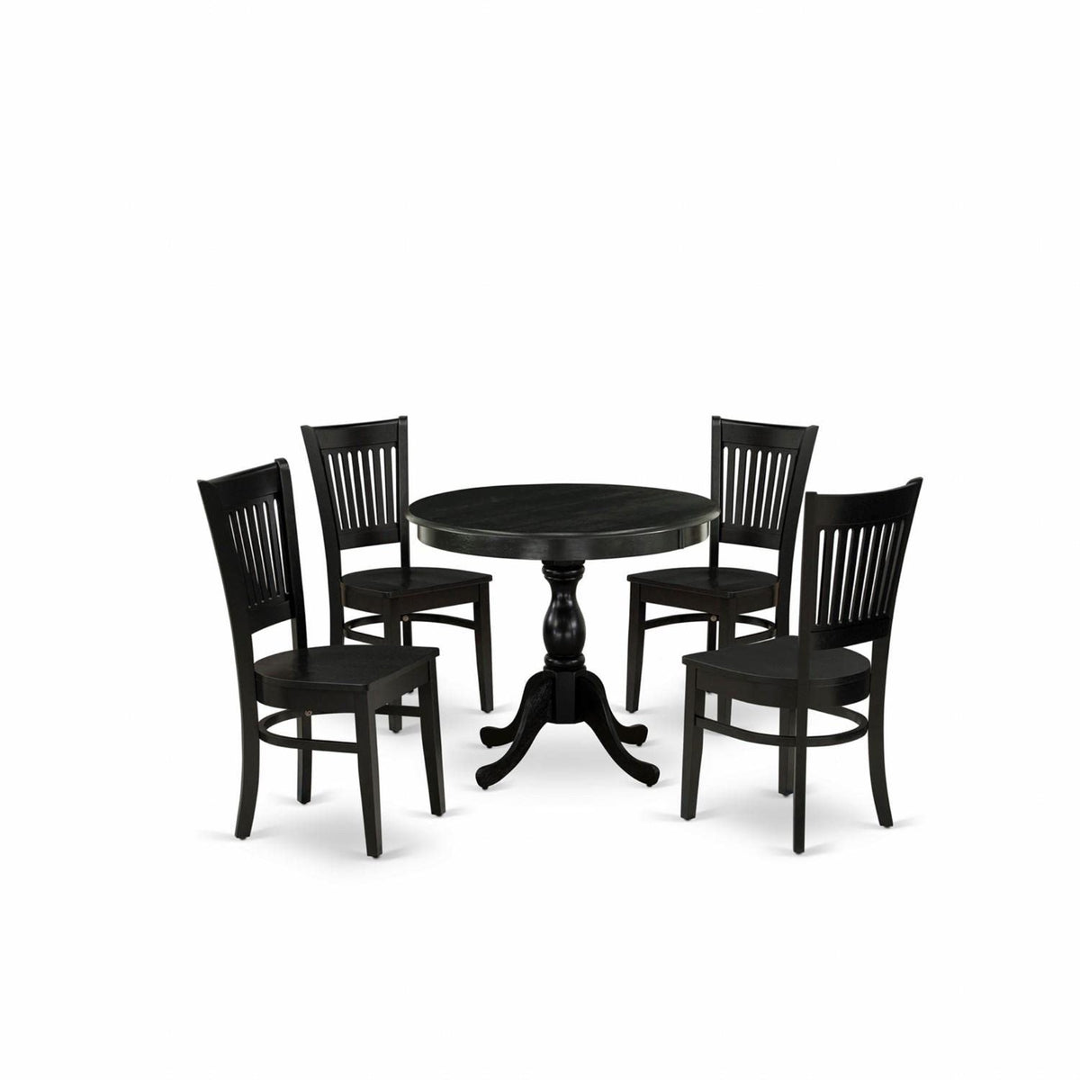 Casafoyer Amva5-Blk-W 5 Piece Modern Dining Table Set Includes A Round Kitchen Table With Pedestal And 4 Kitchen Dining Chairs, 36X36 Inch, Black