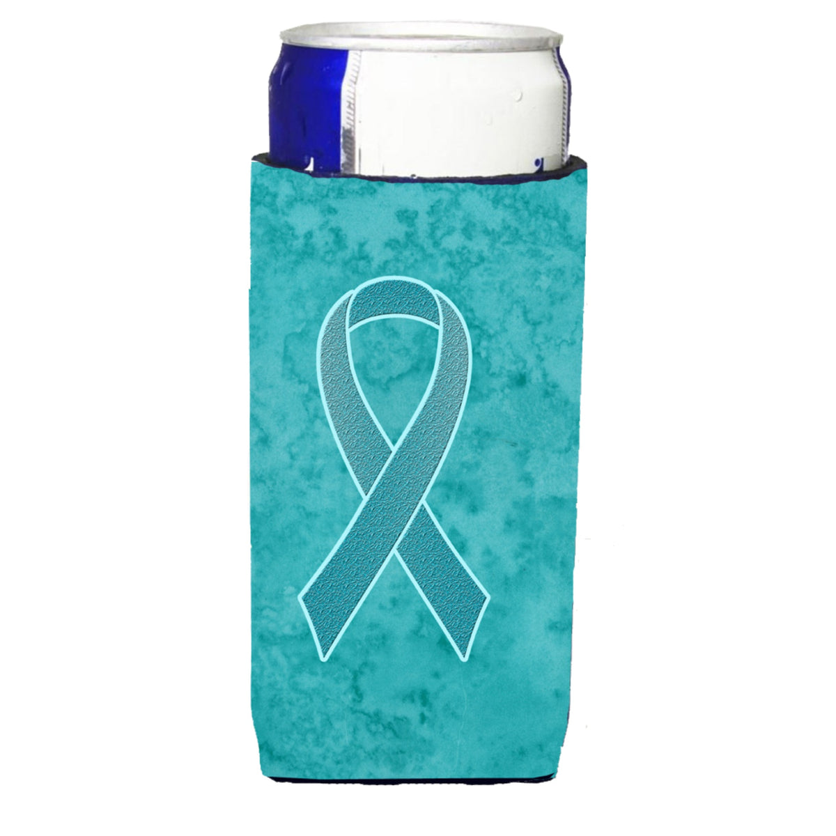 Teal Ribbon For Ovarian Cancer Awareness Ultra Beverage Insulators For Slim Cans An1201Muk