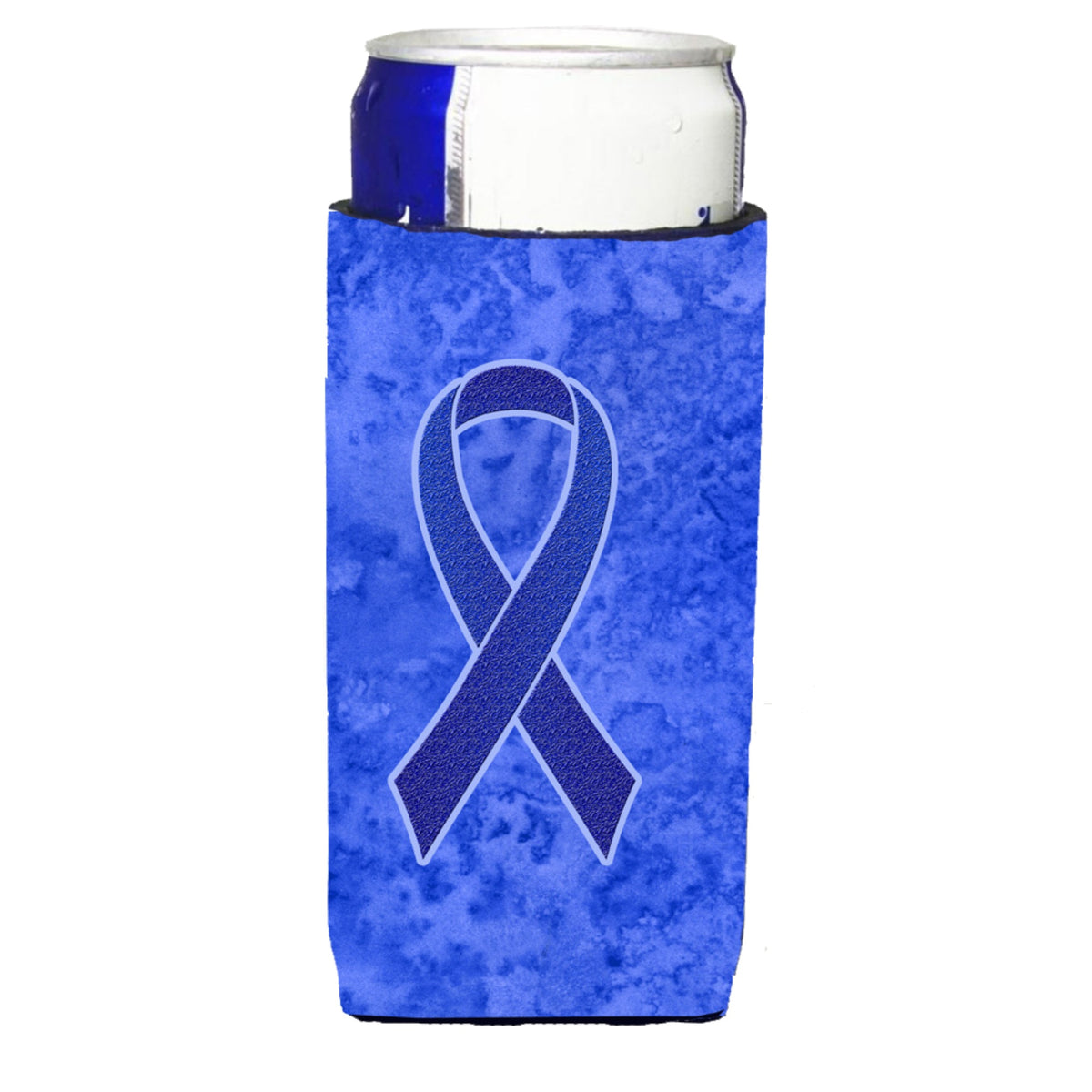 Dark Blue Ribbon For Colon Cancer Awareness Ultra Beverage Insulators For Slim Cans An1202Muk