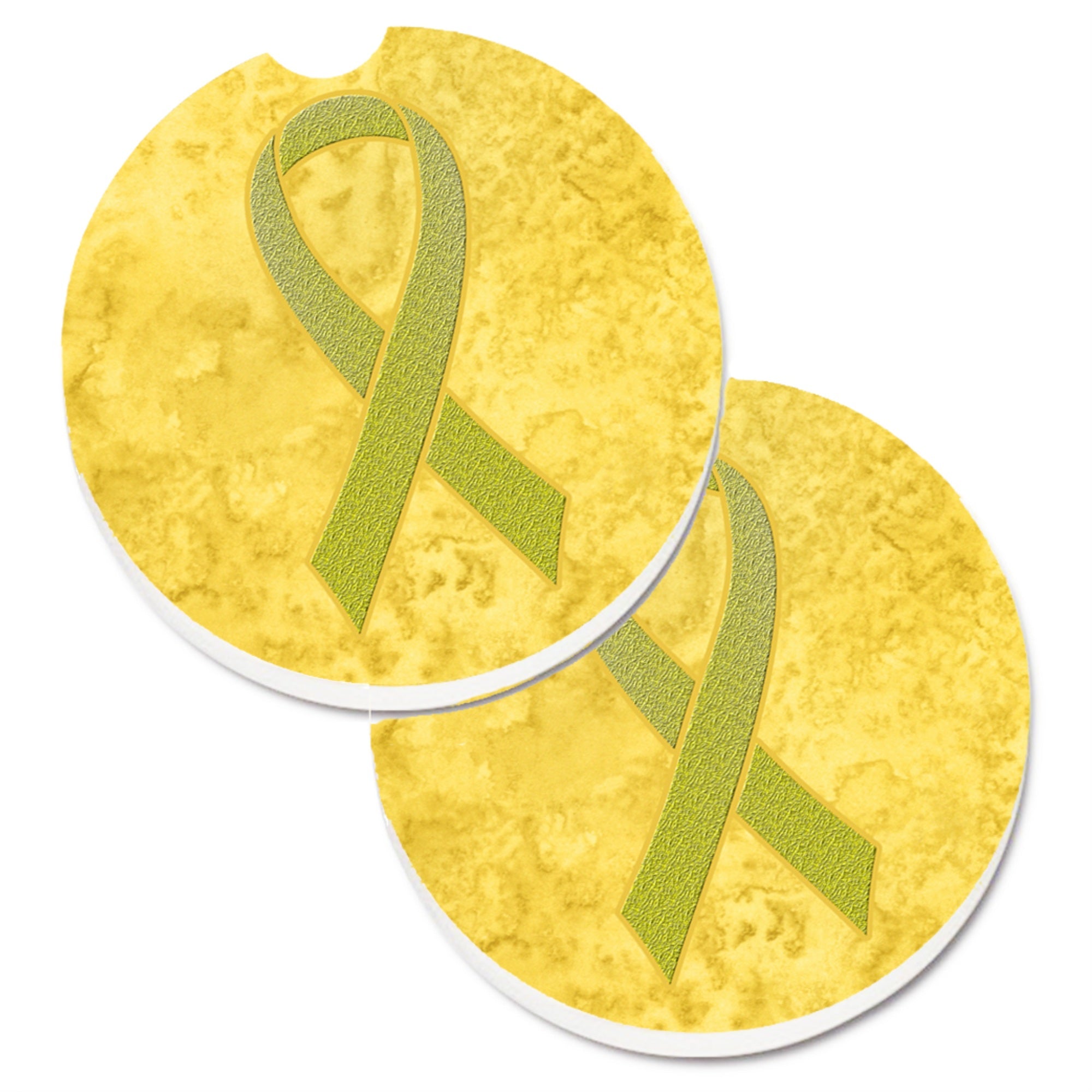 Caroline'S Treasures Yellow Ribbon For Sarcoma, Bone Or Bladder Cancer Awareness Set Of 2 Cup Holder Car Coasters An1203Carc,