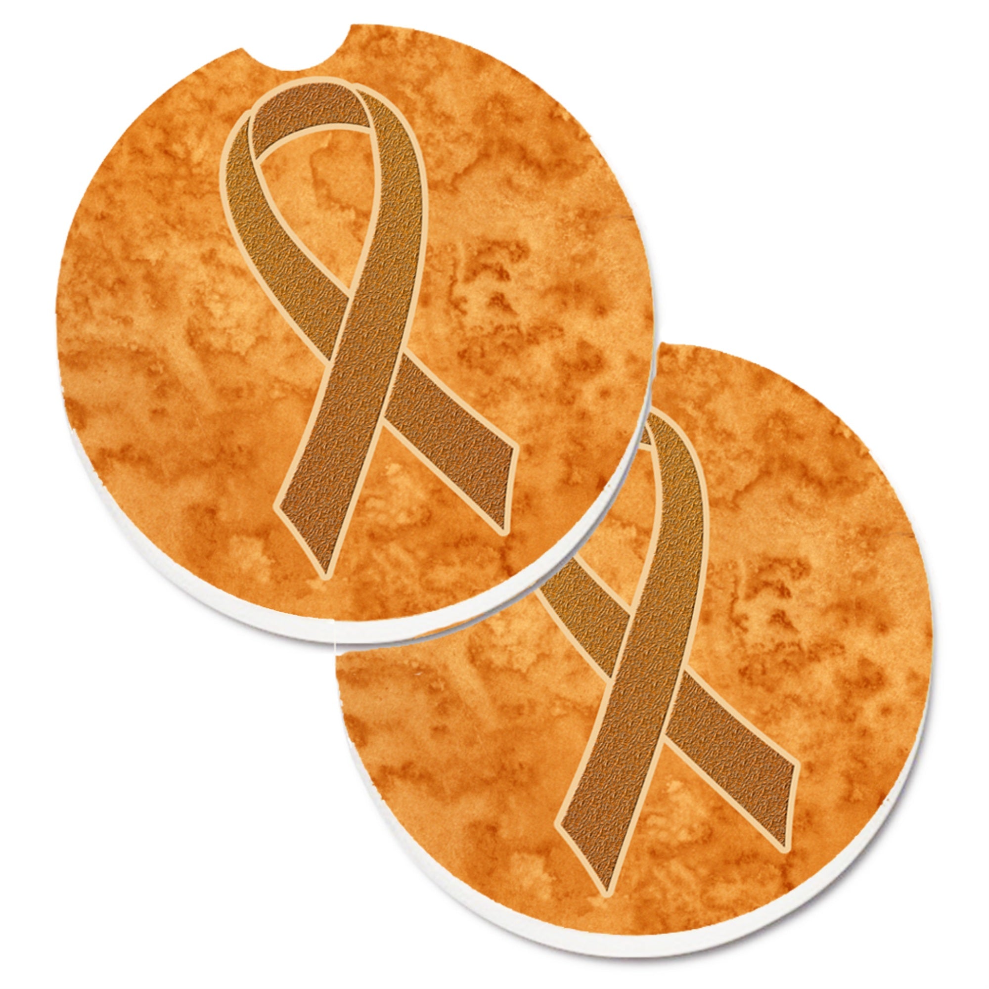 Caroline'S Treasures Orange Ribbon For Leukemia Awareness Set Of 2 Cup Holder Car Coasters An1204Carc, 2.56, Multicolor