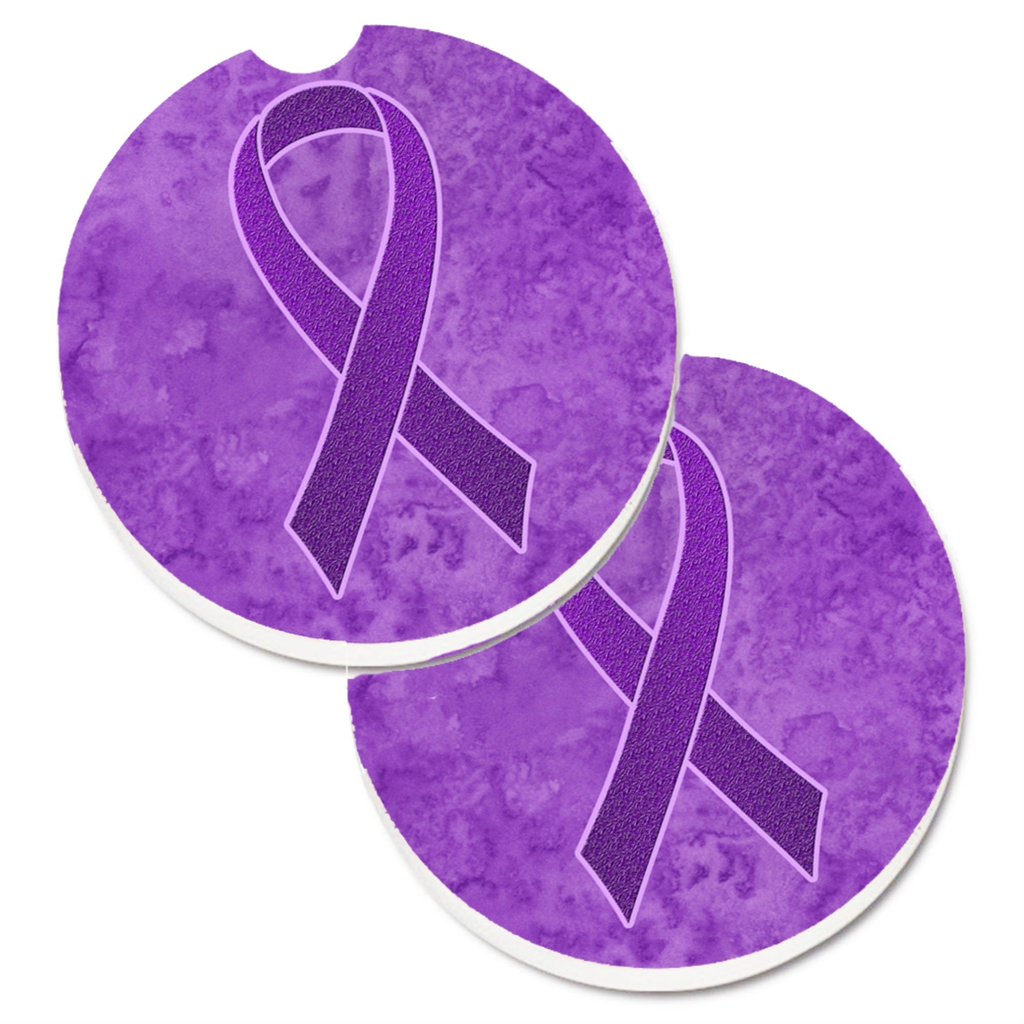 Caroline'S Treasures Purple Ribbon For Pancreatic & Leiomyosarcoma Cancer Awareness Set Of 2 Cup Holder Car Coasters An1207Car