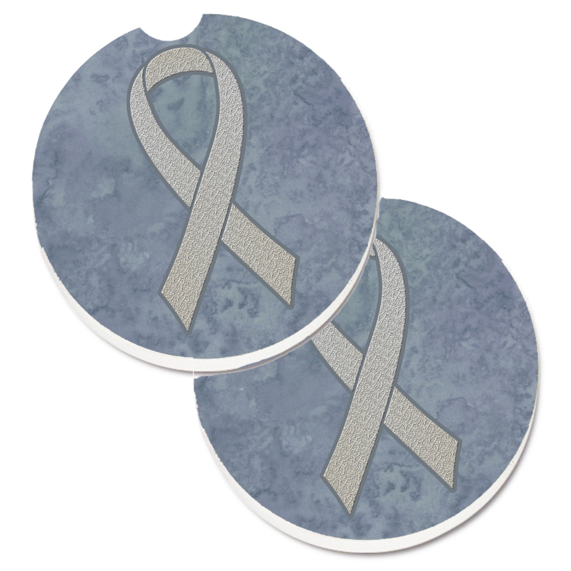 Caroline'S Treasures Clear Ribbon For Lung Cancer Awareness Set Of 2 Cup Holder Car Coasters An1210Carc, 2.56, Multicolor