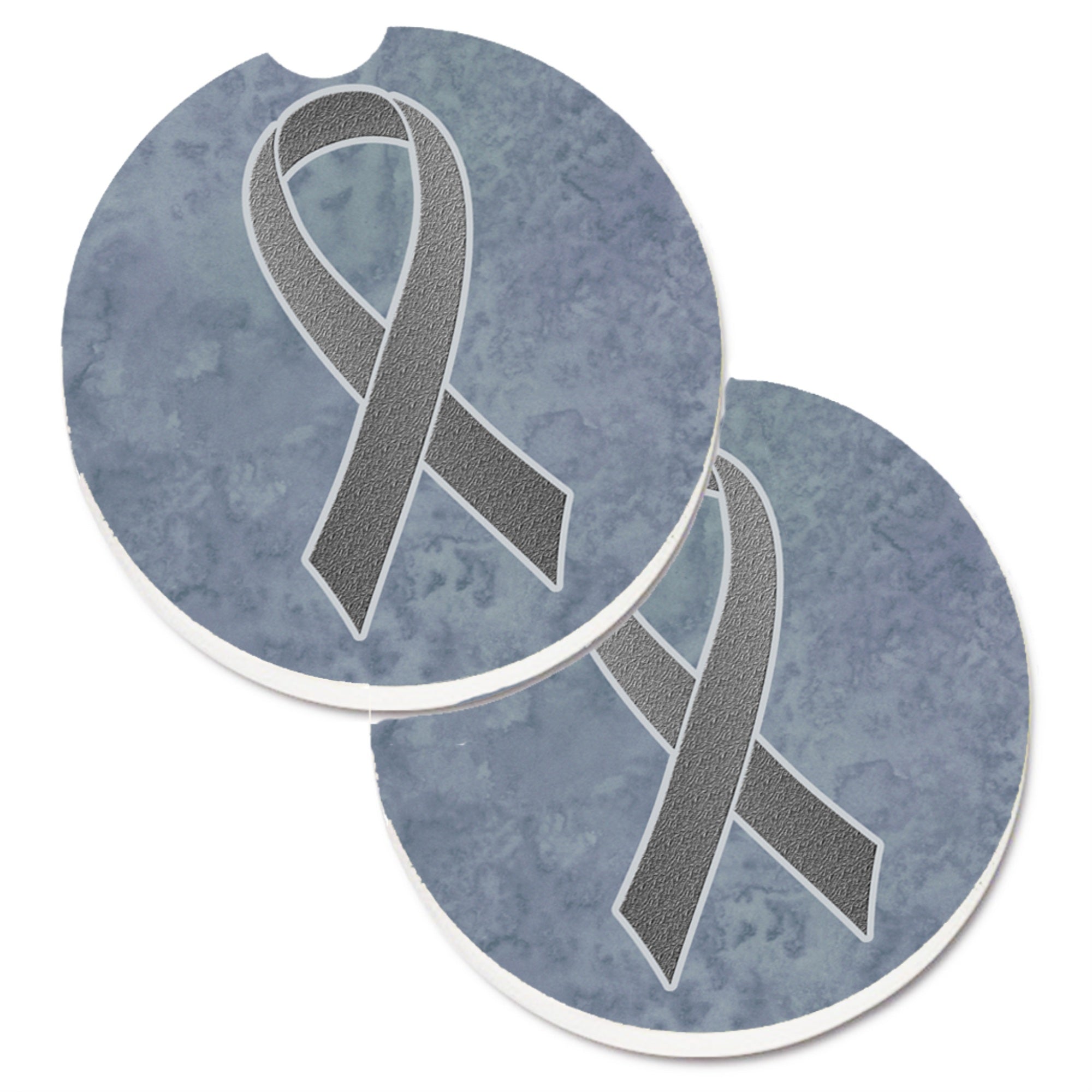 Caroline'S Treasures Grey Ribbon For Brain Cancer Awareness Set Of 2 Cup Holder Car Coasters An1211Carc, 2.56, Multicolor