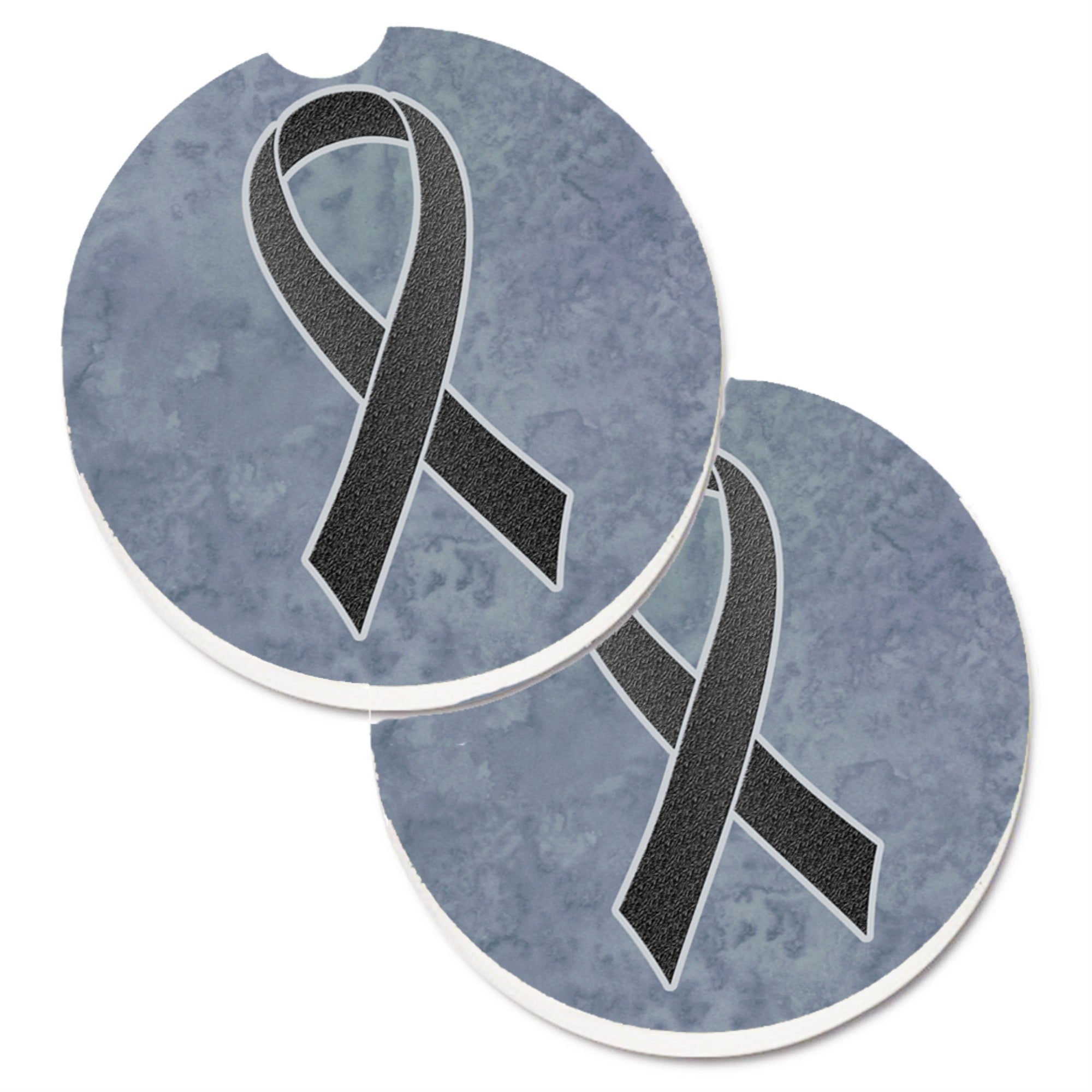 Caroline'S Treasures Black Ribbon For Melanoma Cancer Awareness Set Of 2 Cup Holder Car Coasters An1216Carc, 2.56, Multicolor,
