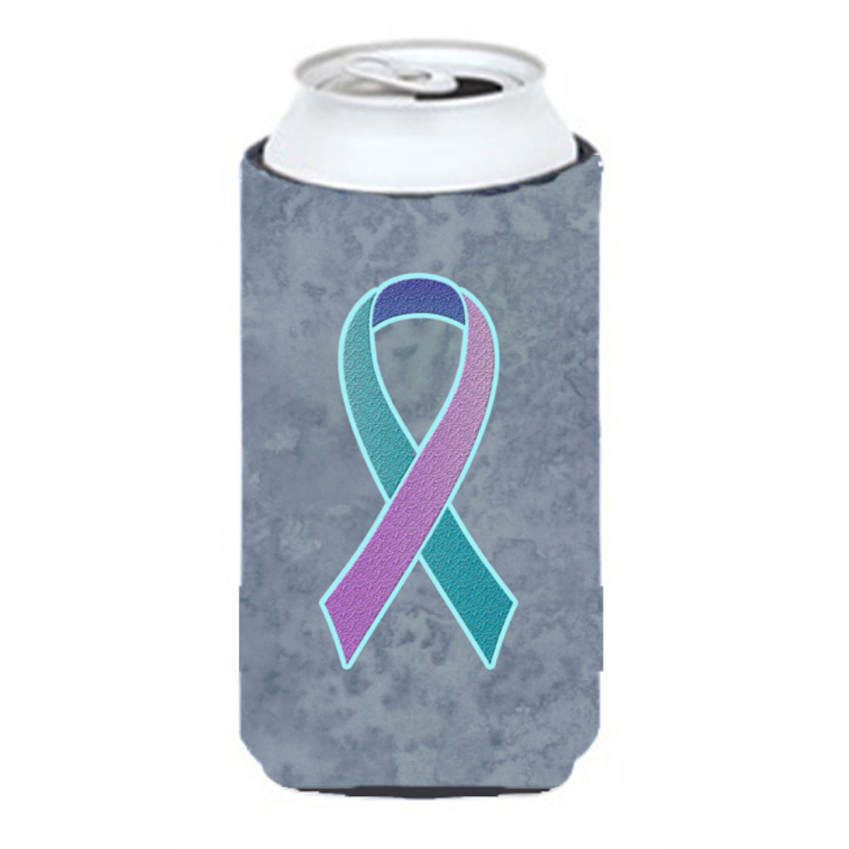 Teal, Pink And Blue Ribbon For Thyroid Cancer Awareness Tall Boy Beverage Insulator Hugger An1217Tbc