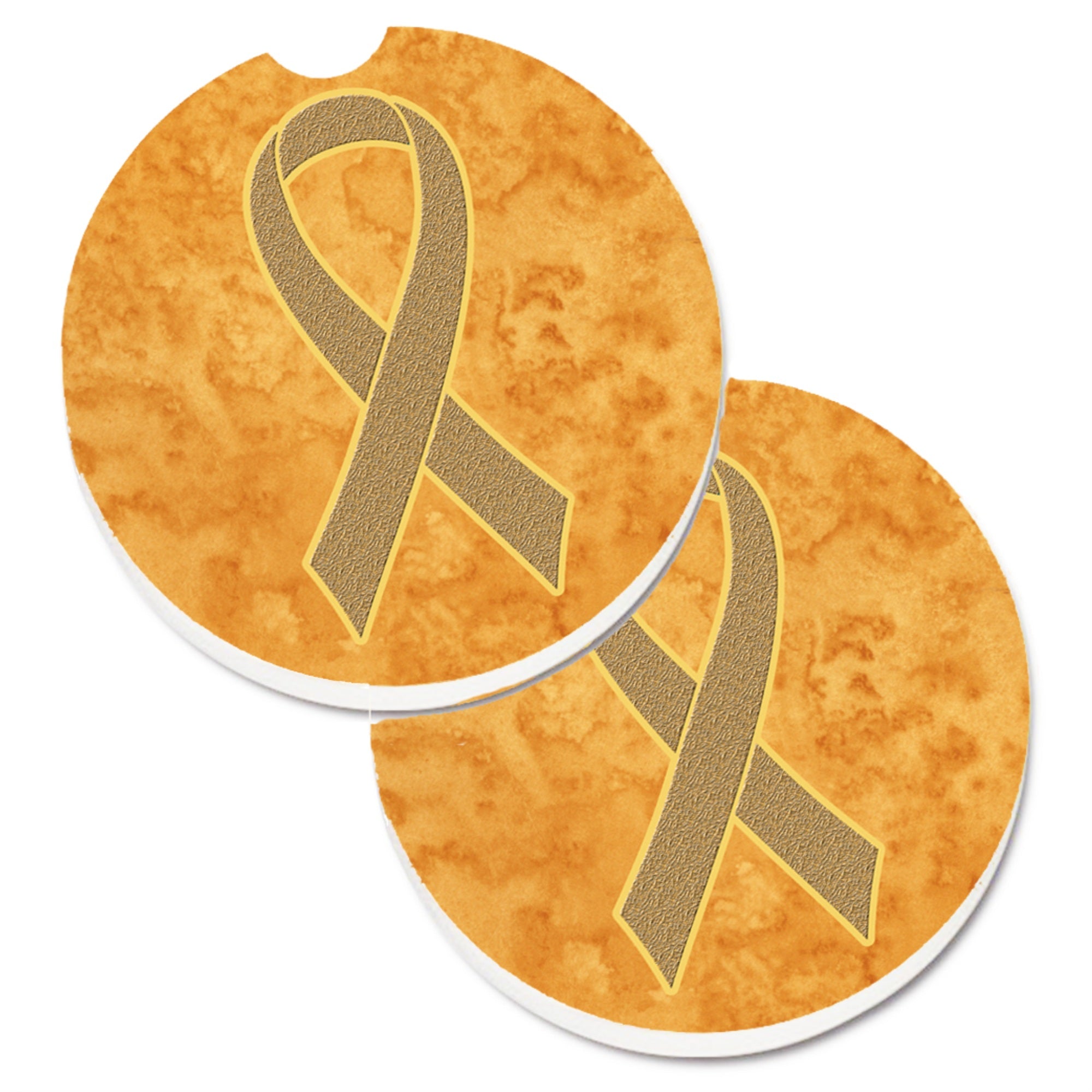 Caroline'S Treasures Peach Ribbon For Uterine Cancer Awareness Set Of 2 Cup Holder Car Coasters An1219Carc, 2.56, Multicolor