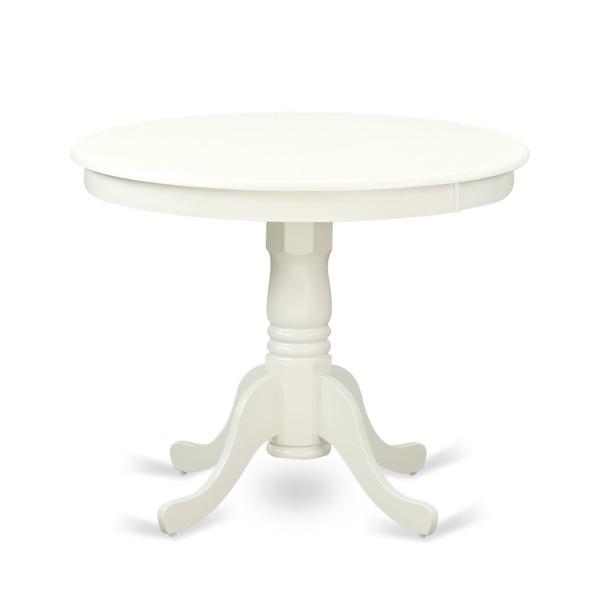 Ergode Dining Chairs & Round Wooden Dining Table Set, 5-Piece, Premium Asian Wood, Sturdy Hardwood Structure, Faux Leather Seats, Compact & Easy To Assemble, Linen White Color, Complete Package