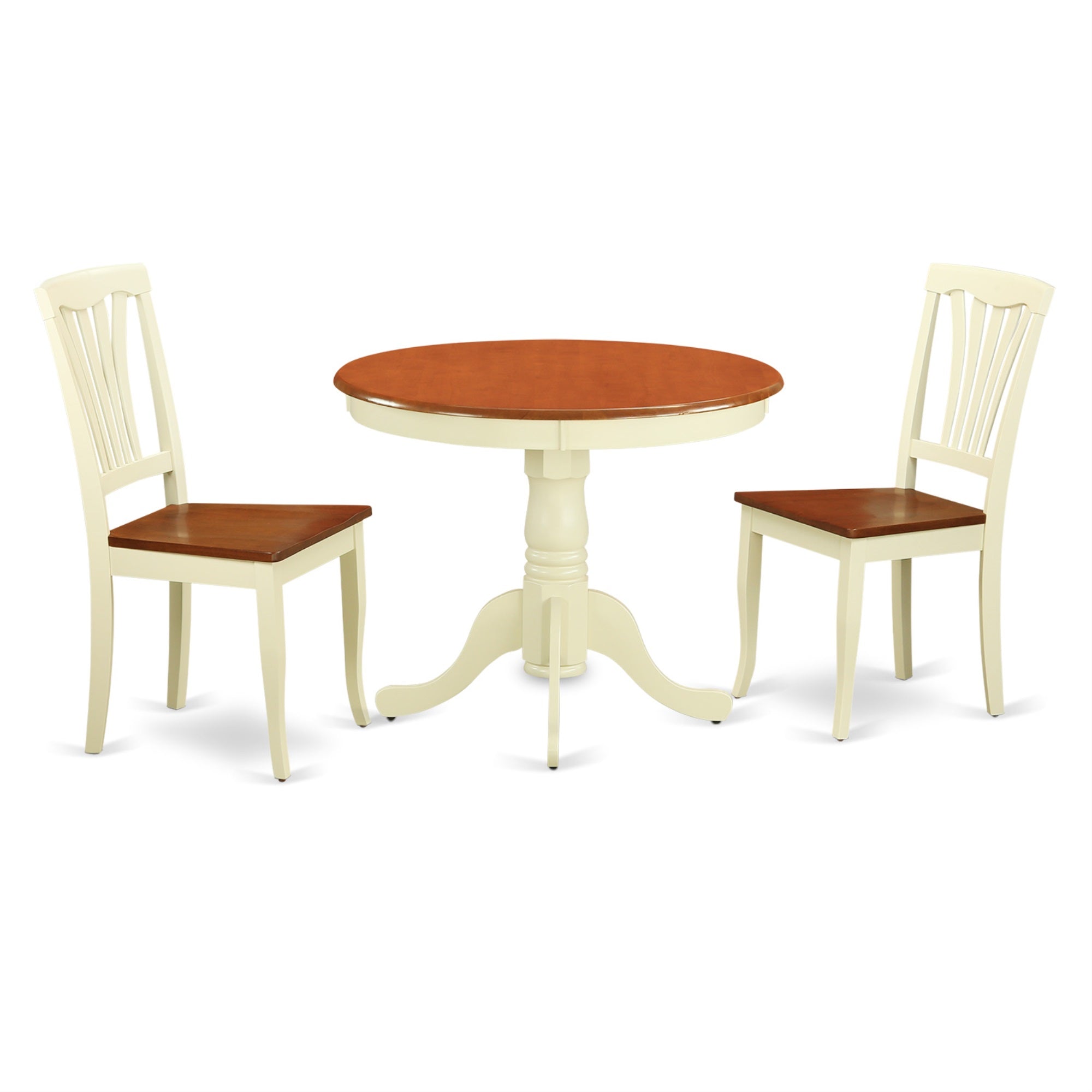 Anav3-Whi-W 3 Pc Small Kitchen Table And Chairs Set-Small Table Plus 2 Dining Chairs