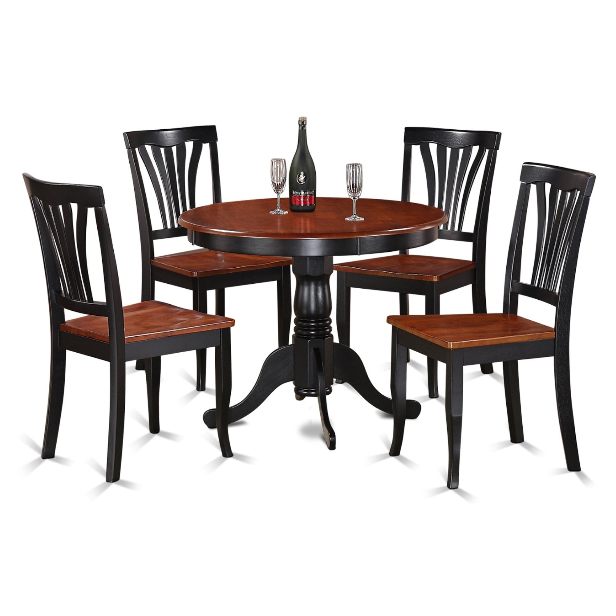 Ergode Dining Room Chairs, Round Kitchen Table Set, 5-Piece, High-Quality Asian Wood, Sturdy Hardwood Structure, Cherry/Black Color, 36X36 Inch Table, 4 Chairs Included