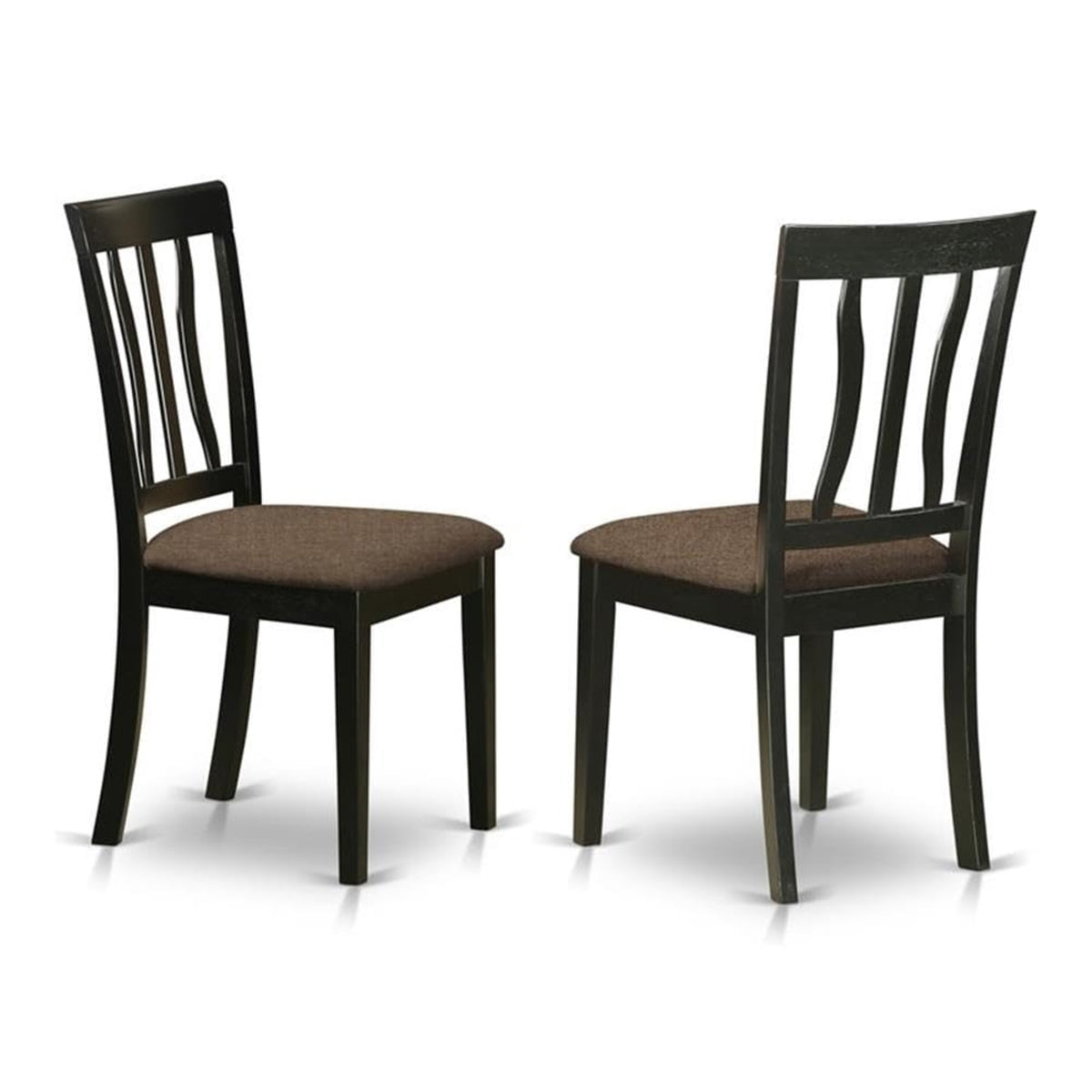 Casafoyer Anc-Blk-C Antique Dining Chairs - Linen Fabric Upholstered Wood Chairs, Set Of 2, Black