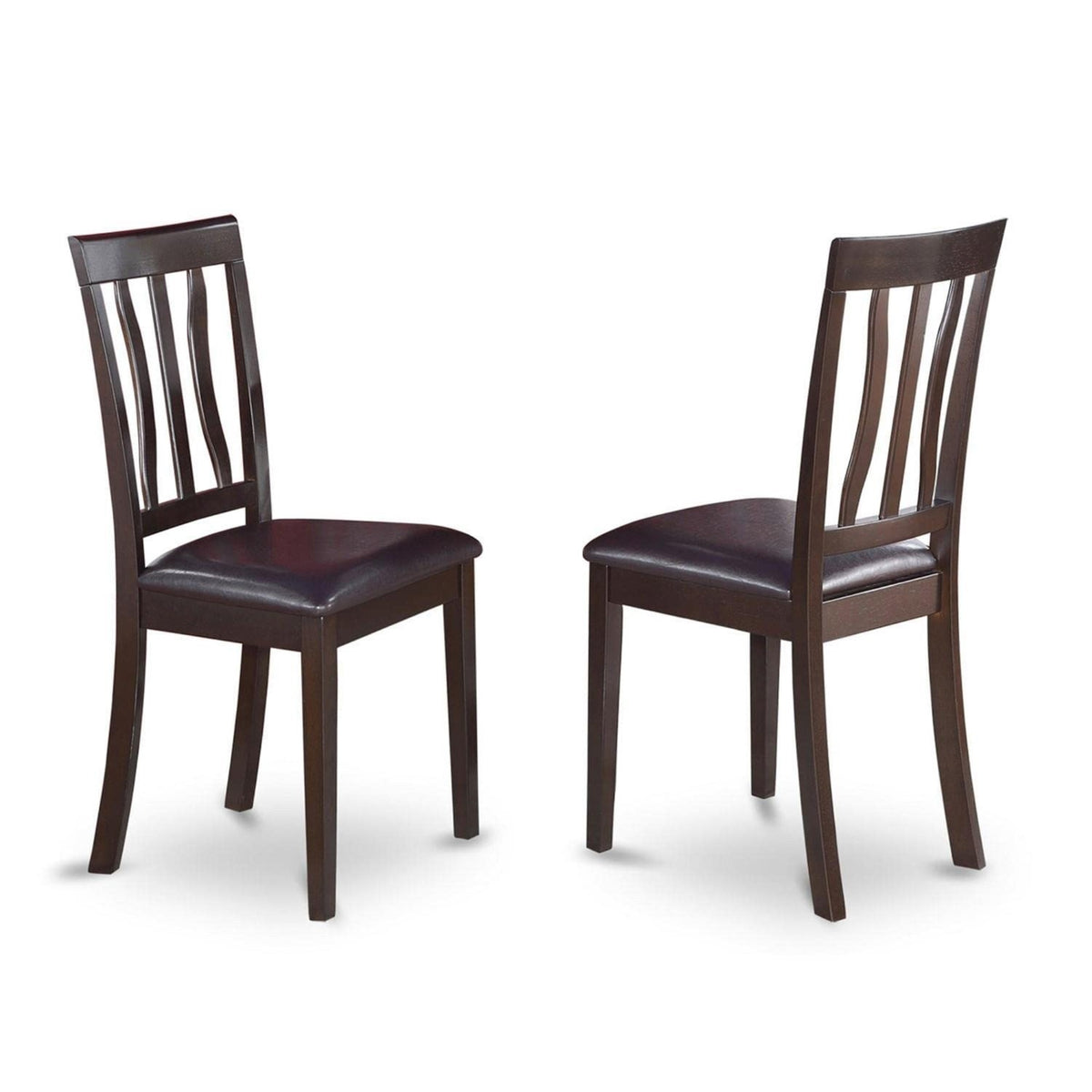 Casafoyer Anc-Cap-Lc Antique Dining Chairs - Faux Leather Upholstered Wooden Chairs, Set Of 2, Cappuccino