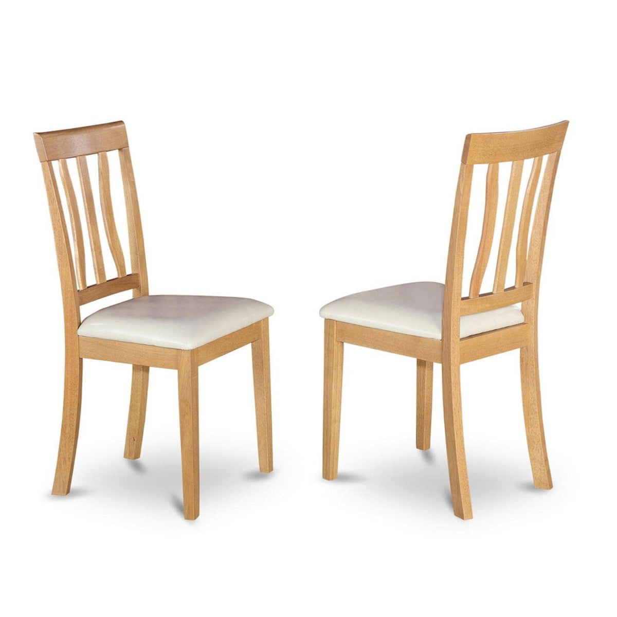 Casafoyer Anc-Oak-Lc Antique Kitchen Dining Chairs - Faux Leather Upholstered Wooden Chairs, Set Of 2, Oak