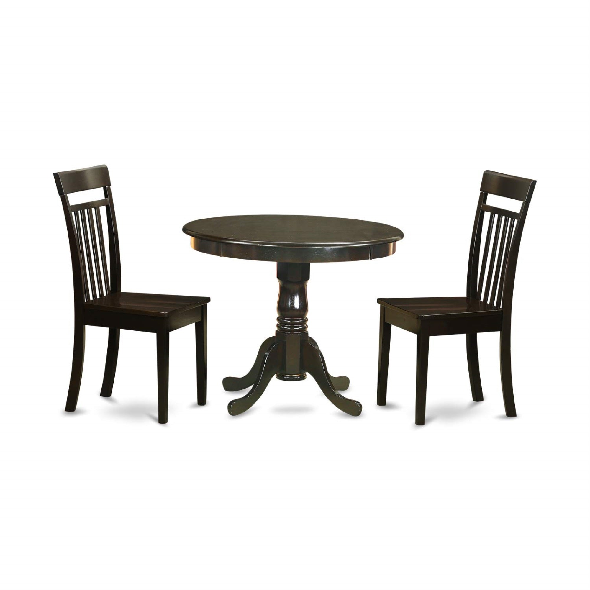 Casafoyer Anca3-Cap-W 3 Piece Dining Table Set For Small Spaces Contains A Round Kitchen Table With Pedestal And 2 Dining Room Chairs, 36X36 Inch, Cappuccino