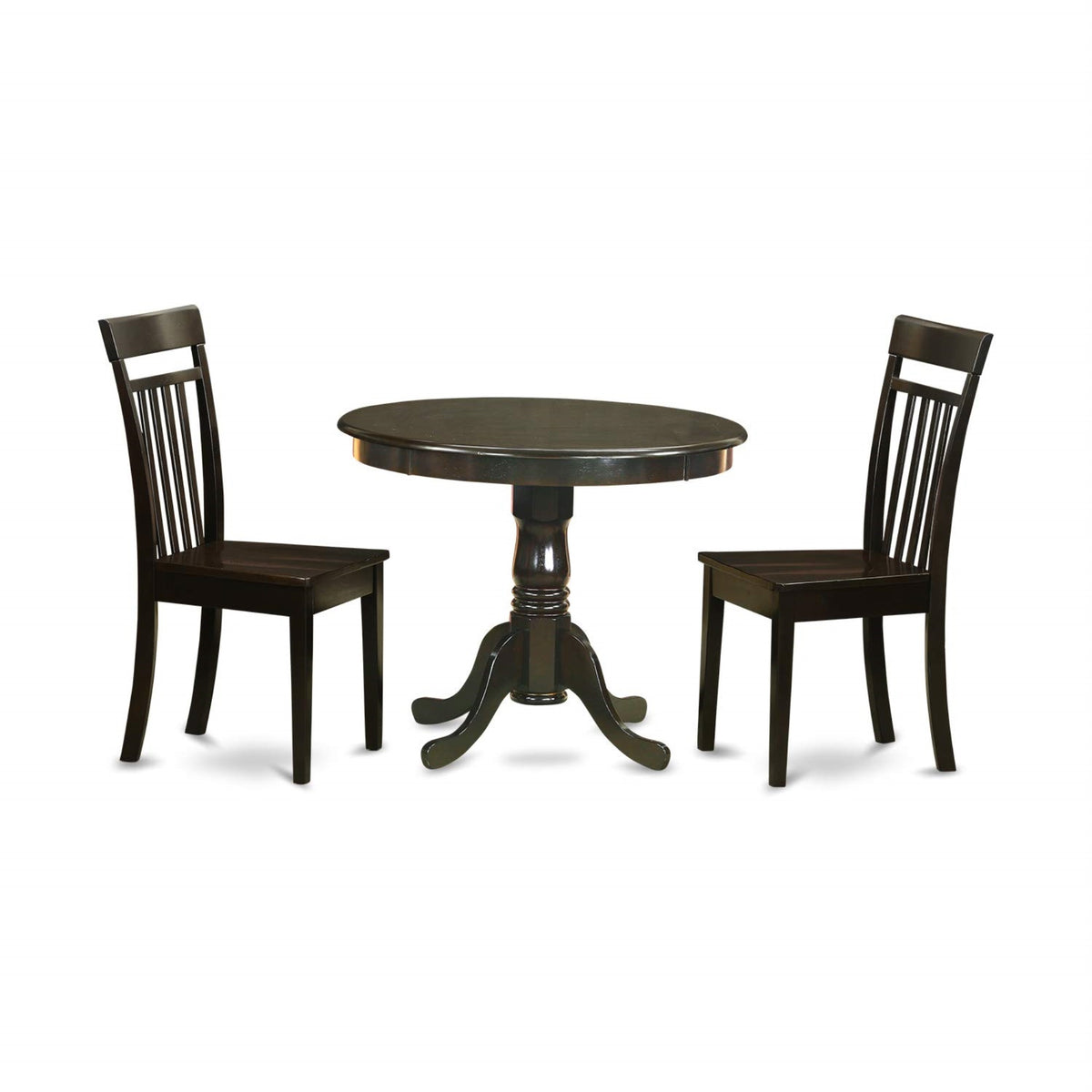 Casafoyer Anca3-Cap-W 3 Piece Dining Table Set For Small Spaces Contains A Round Kitchen Table With Pedestal And 2 Dining Room Chairs, 36X36 Inch, Cappuccino