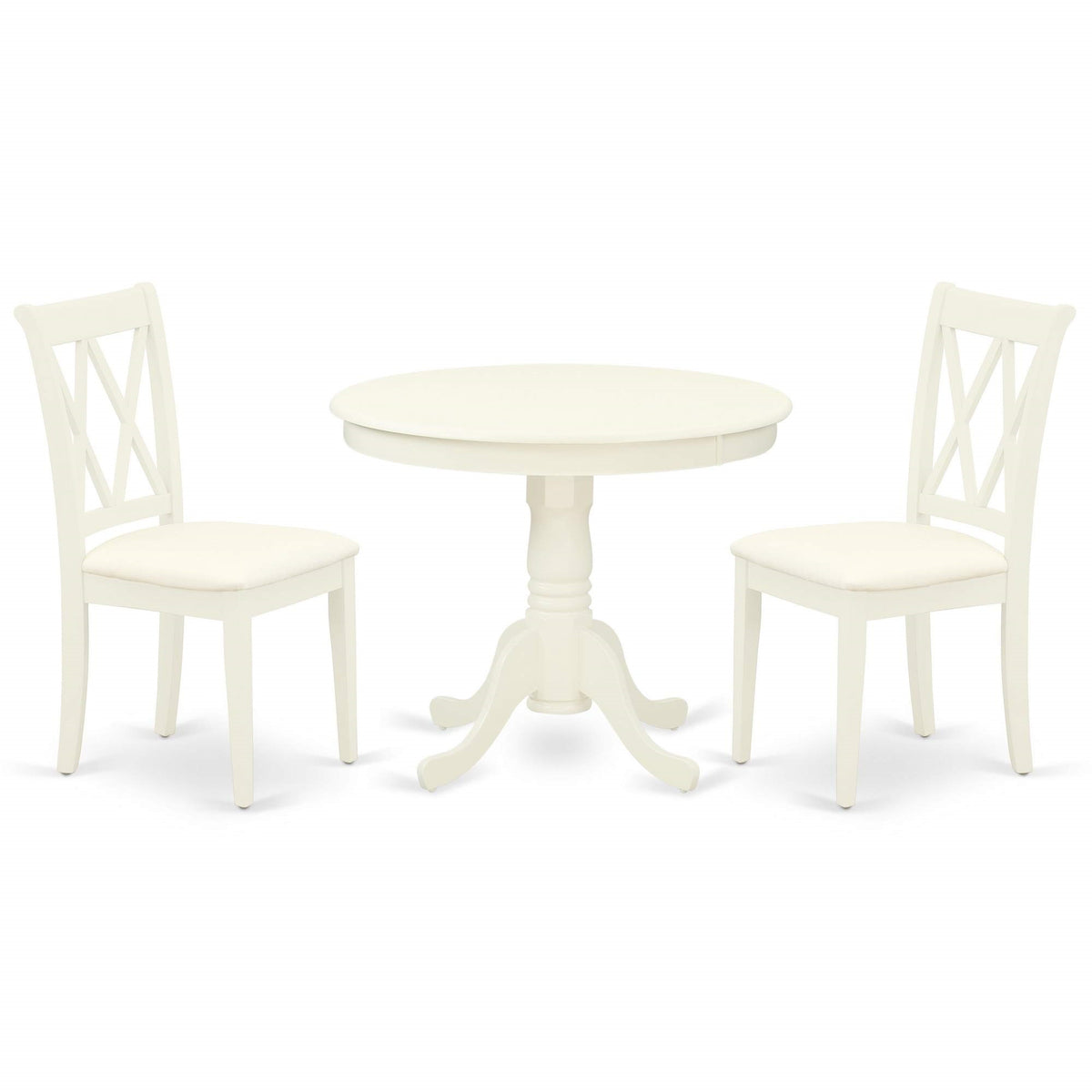 Casafoyer Ancl3-Lwh-C Dining Room Set- 2 Fantastic Dining Room Chairs With Linen Fabric Seat - A Beautiful Round Kitchen Table- - Cherry & Buttermilk Finish