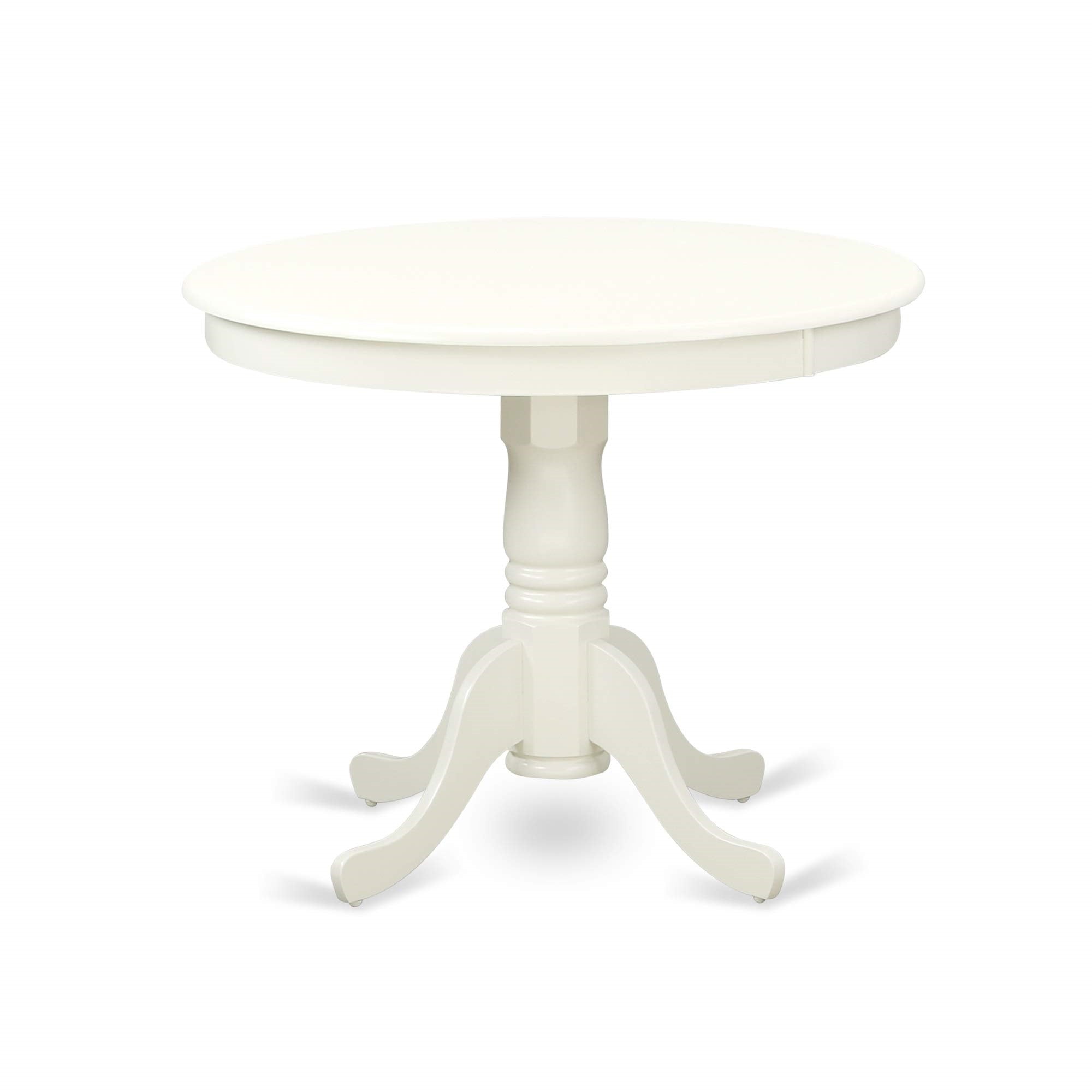 Casafoyer Ando5-Lwh-W 5 Piece Dining Room Furniture Set Includes A Round Kitchen Table With Pedestal And 4 Dining Chairs, 36X36 Inch, Linen White