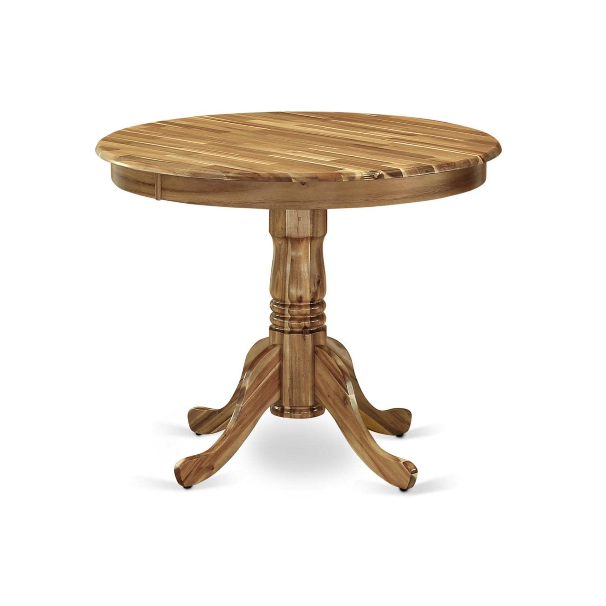 East West Furniture 3 Piece Kitchen Set Contains A Round Dining Room Table With Pedestal And 2 Light Tan Linen Fabric Upholstered Chairs, 36X36 Inch, Anfl3-Ana-04