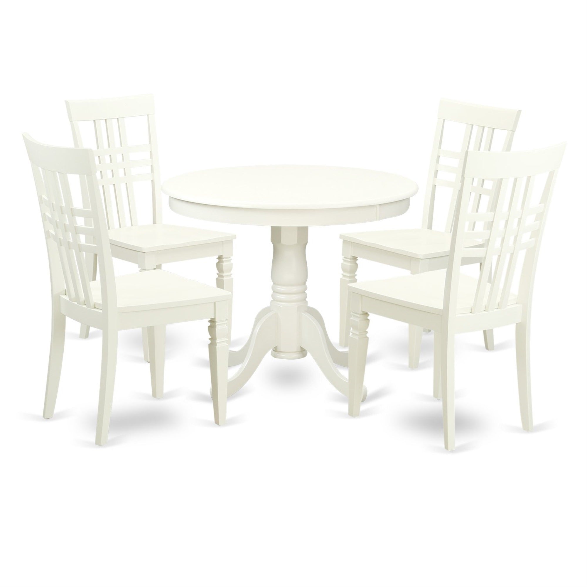 Ergode Anlg5-Lwh-W 5-Piece Dining Table Set, Asian Wood Construction, Panel Back Chairs, Linen White Color, Easy Assembly & Cleaning