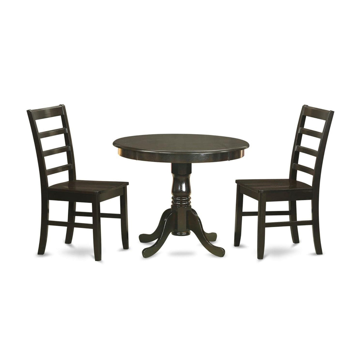 Casafoyer Anpf3-Cap-W 3 Piece Dining Room Table Set Contains A Round Kitchen Table With Pedestal And 2 Dining Chairs, 36X36 Inch, Cappuccino