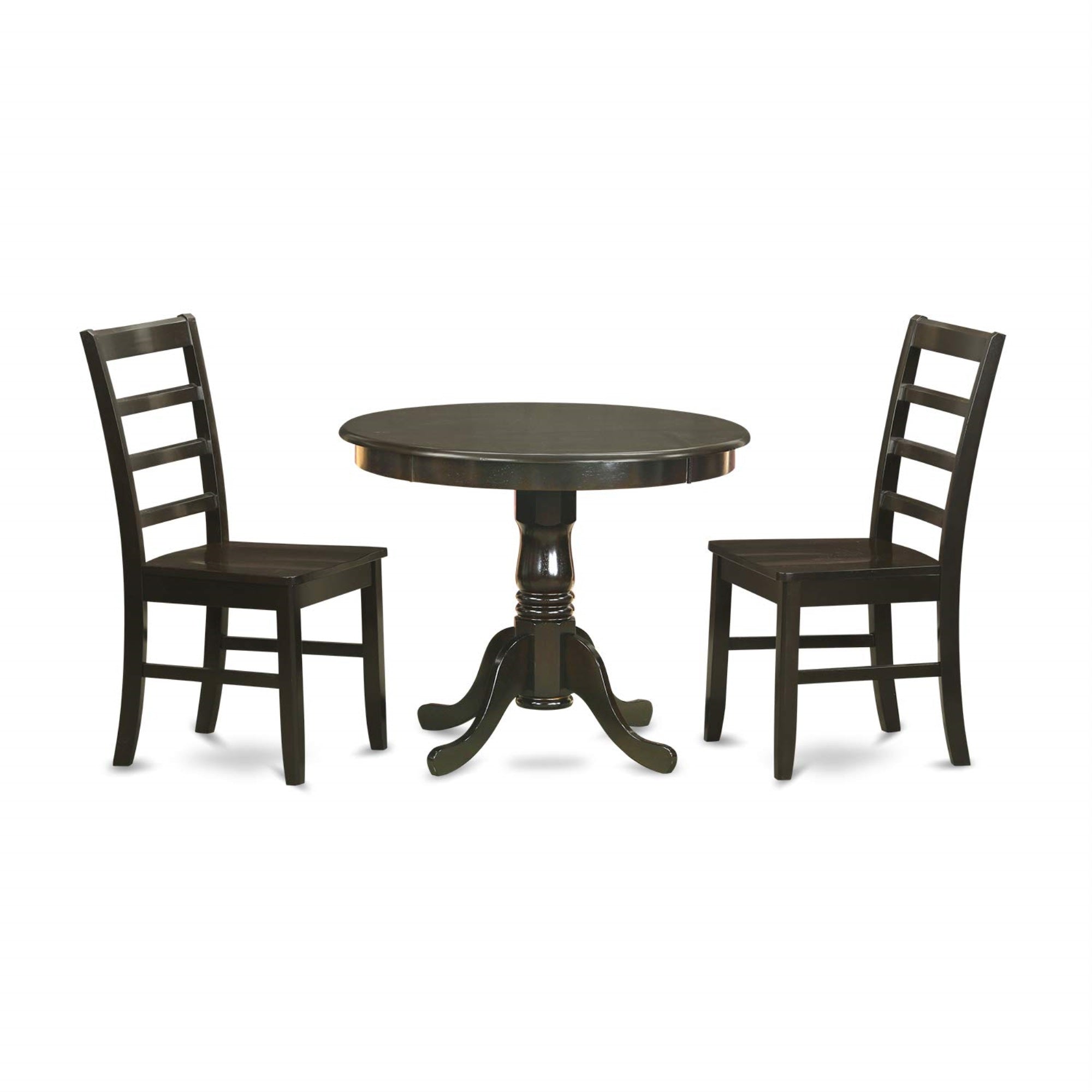 East West Furniture Anpf3-Cap-W 3 Piece Room Set Contains A Round Kitchen Table With Pedestal And 2 Dining Chairs, 36X36 Inch
