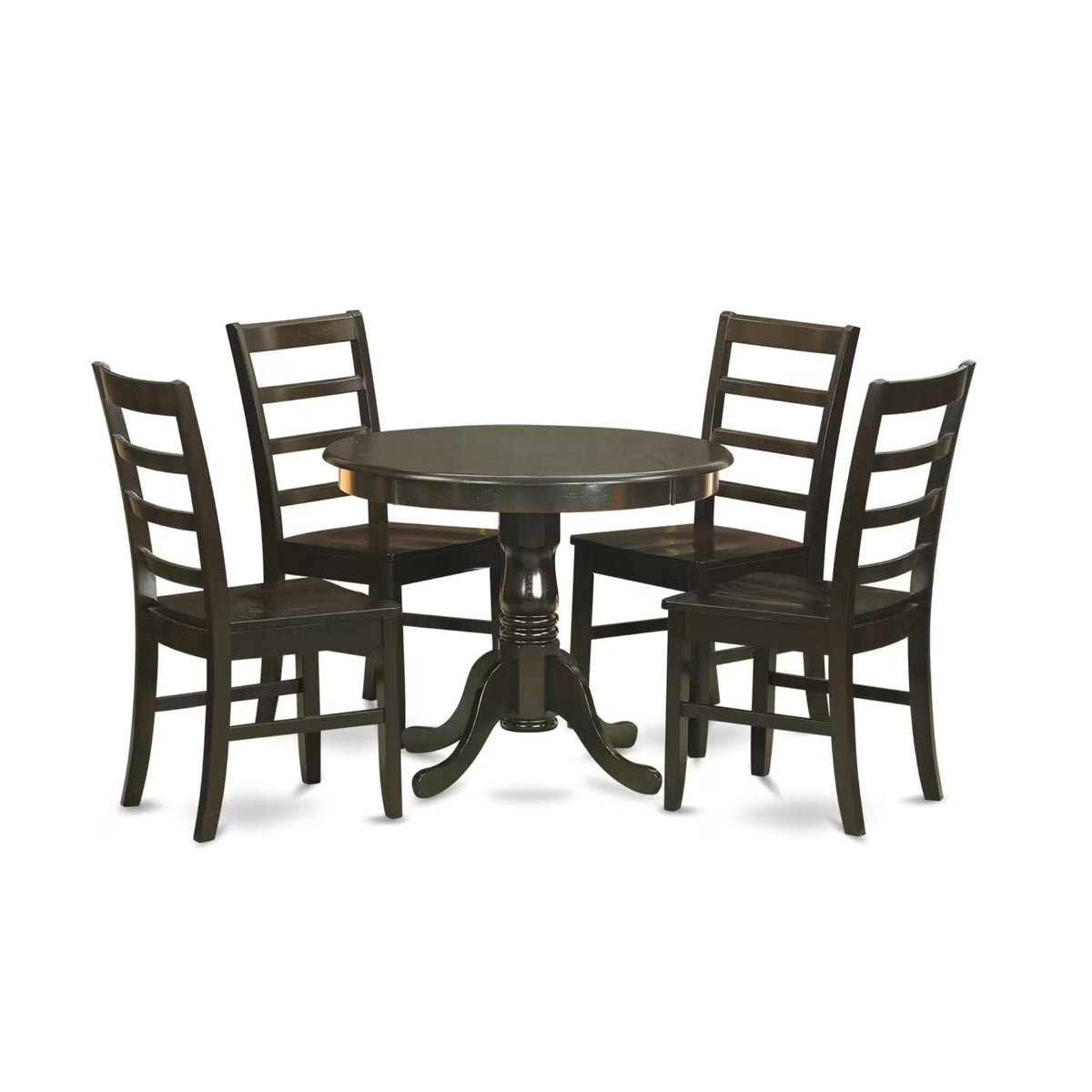 Casafoyer Anpf5-Cap-W 5 Piece Dining Room Table Set Includes A Round Wooden Table With Pedestal And 4 Kitchen Dining Chairs, 36X36 Inch, Cappuccino