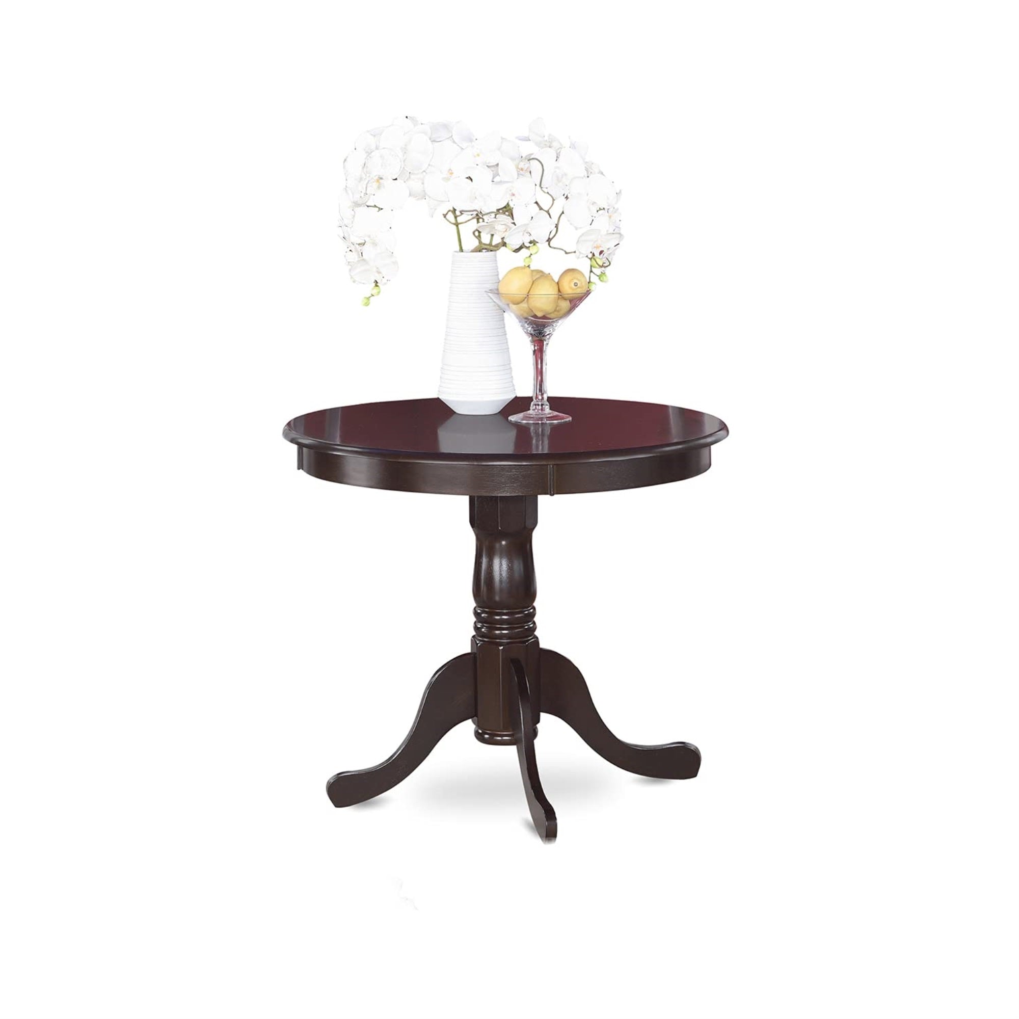 Ergode Anpf5-Cap-W, 5 Piece Dining Table Set, Round Wooden Table With Pedestal, 4 Kitchen Dining Chairs, Premium Quality, Easy Assembly, Asian Wood Frame, Cappuccino Finish, 36X36 Inch