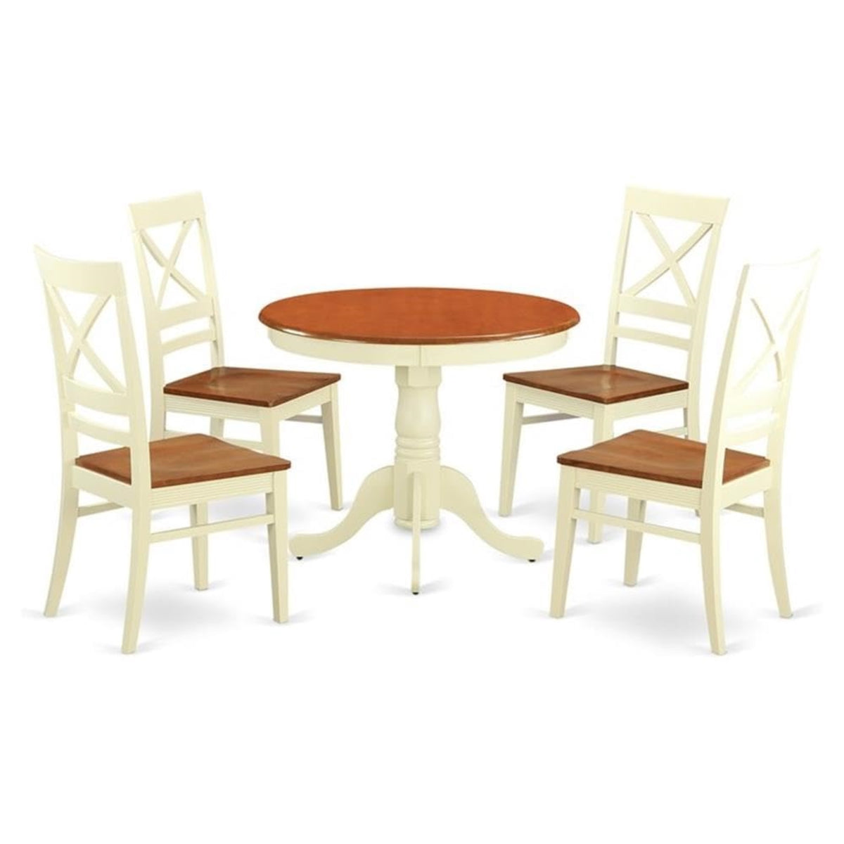 Casafoyer Anqu5-Whi-W 5 Piece Dinette Set For 4 Includes A Round Kitchen Table With Pedestal And 4 Dining Chairs, 36X36 Inch