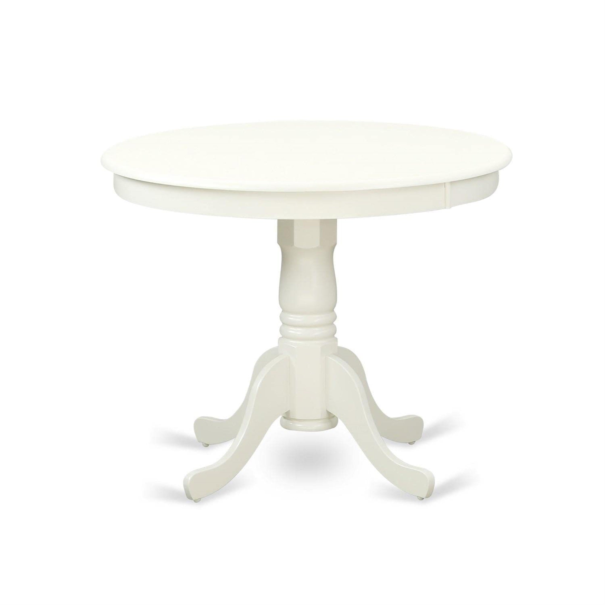 East West Furniture Ant-Lbk-Tp Antique Modern Kitchen Round Dining Table Top With Pedestal Base, 36X36 Inch, Linen White & Black