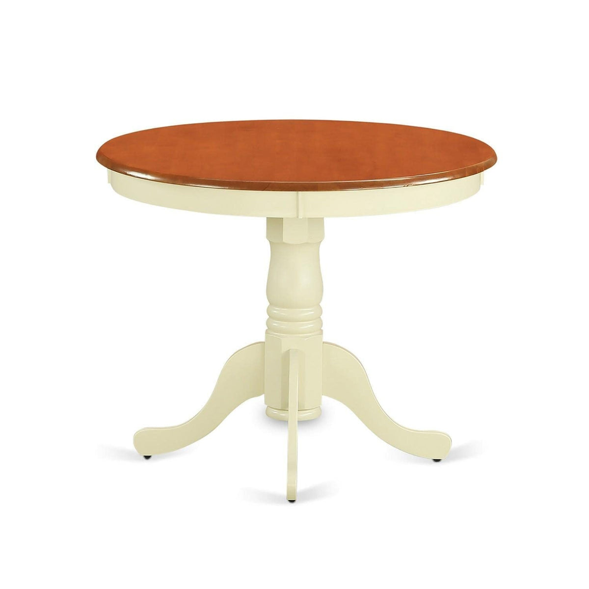 Casafoyer Ant-Whi-T Antique Modern Dining Table - A Round Kitchen Table Top With Pedestal Base, 36X36 Inch, Buttermilk & Cherry