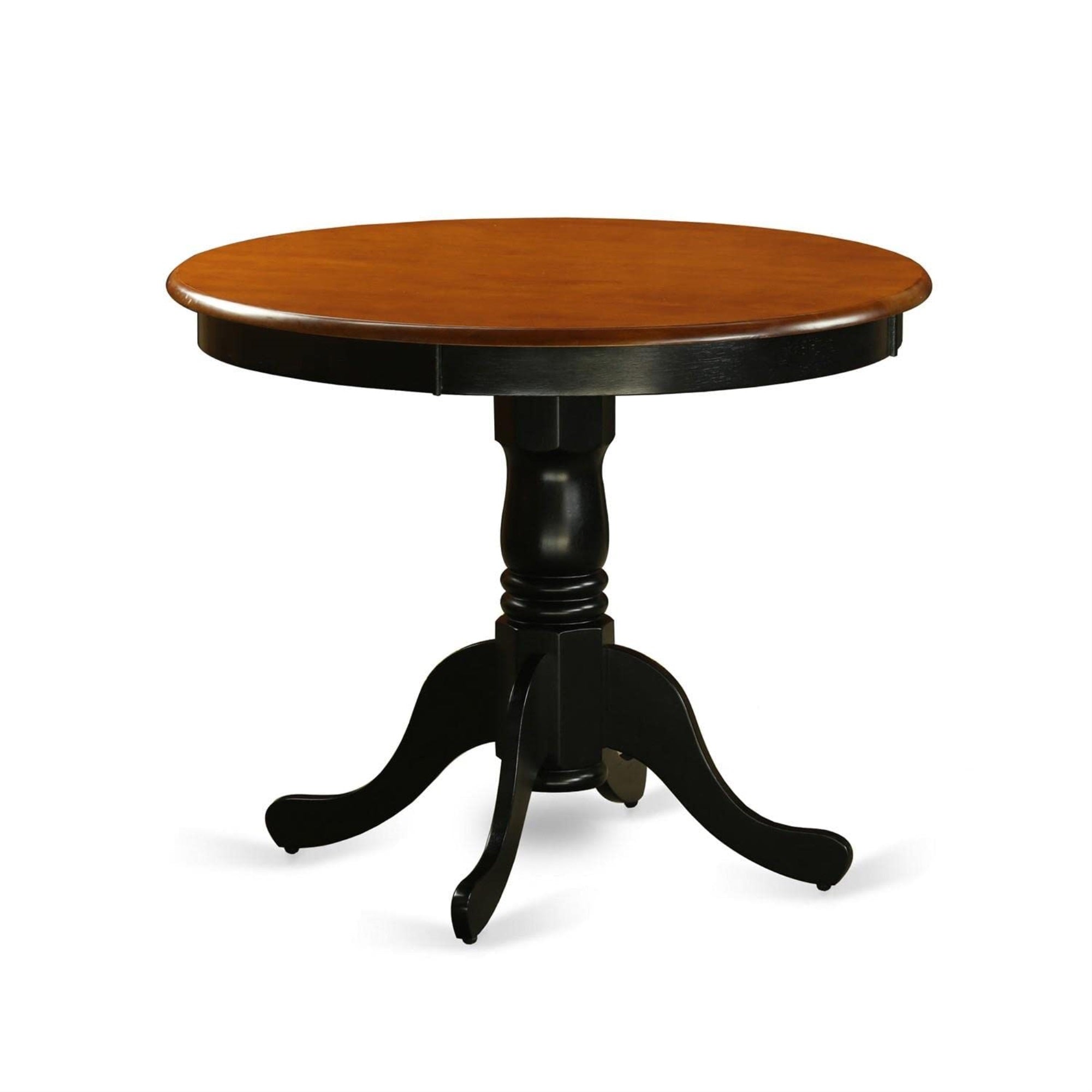 Ergode Anti5-Blk-Lc, 5 Piece Dining Table Set, Asian Wood Construction, Faux Leather Seats, Slatted Backs, Classic Design, Easy To Carry, Clean, Assemble, Includes 4 Chairs & Round Kitchen Table