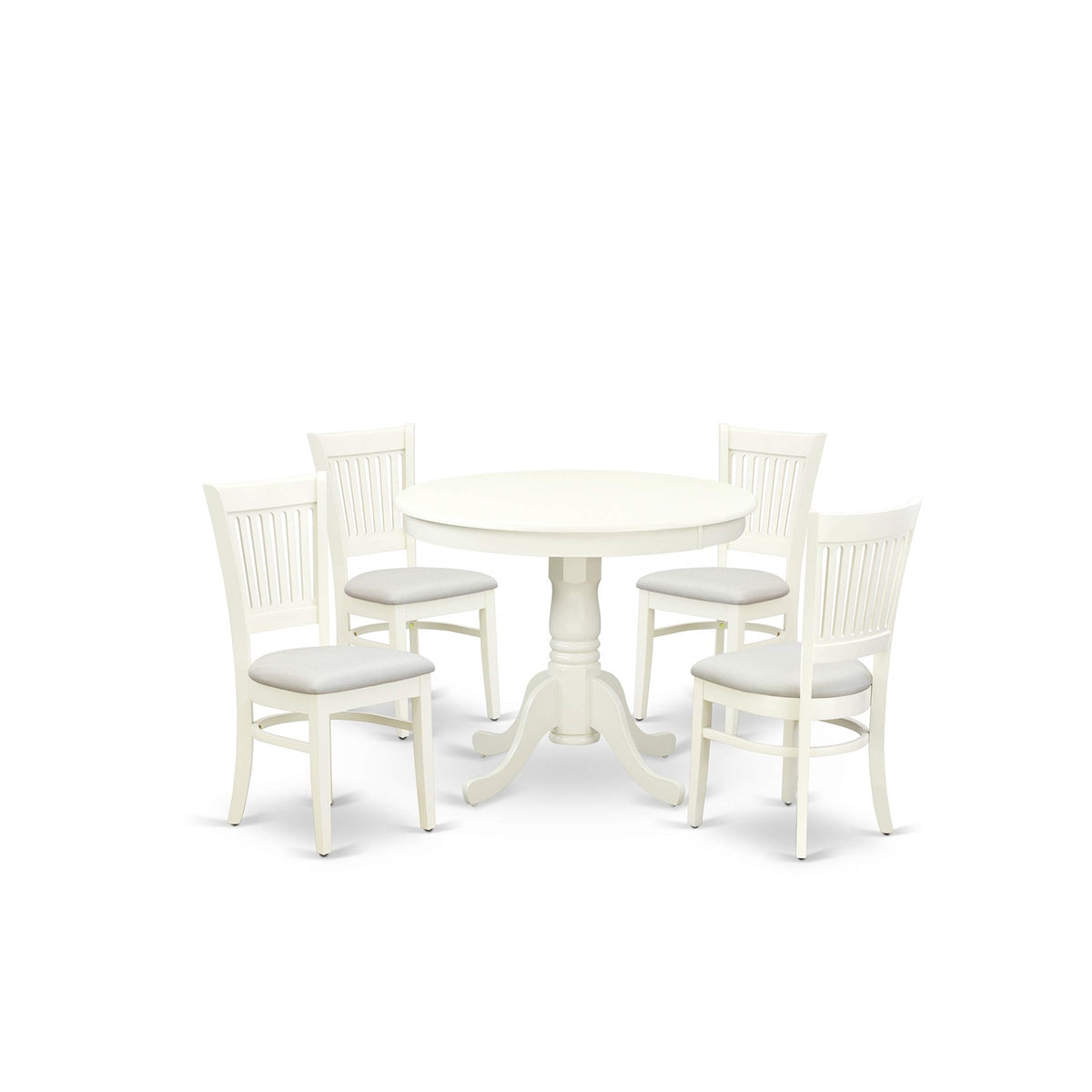 Yardlio 5-Piece Dining Set: Linen Fabric Seat, Round Tabletop