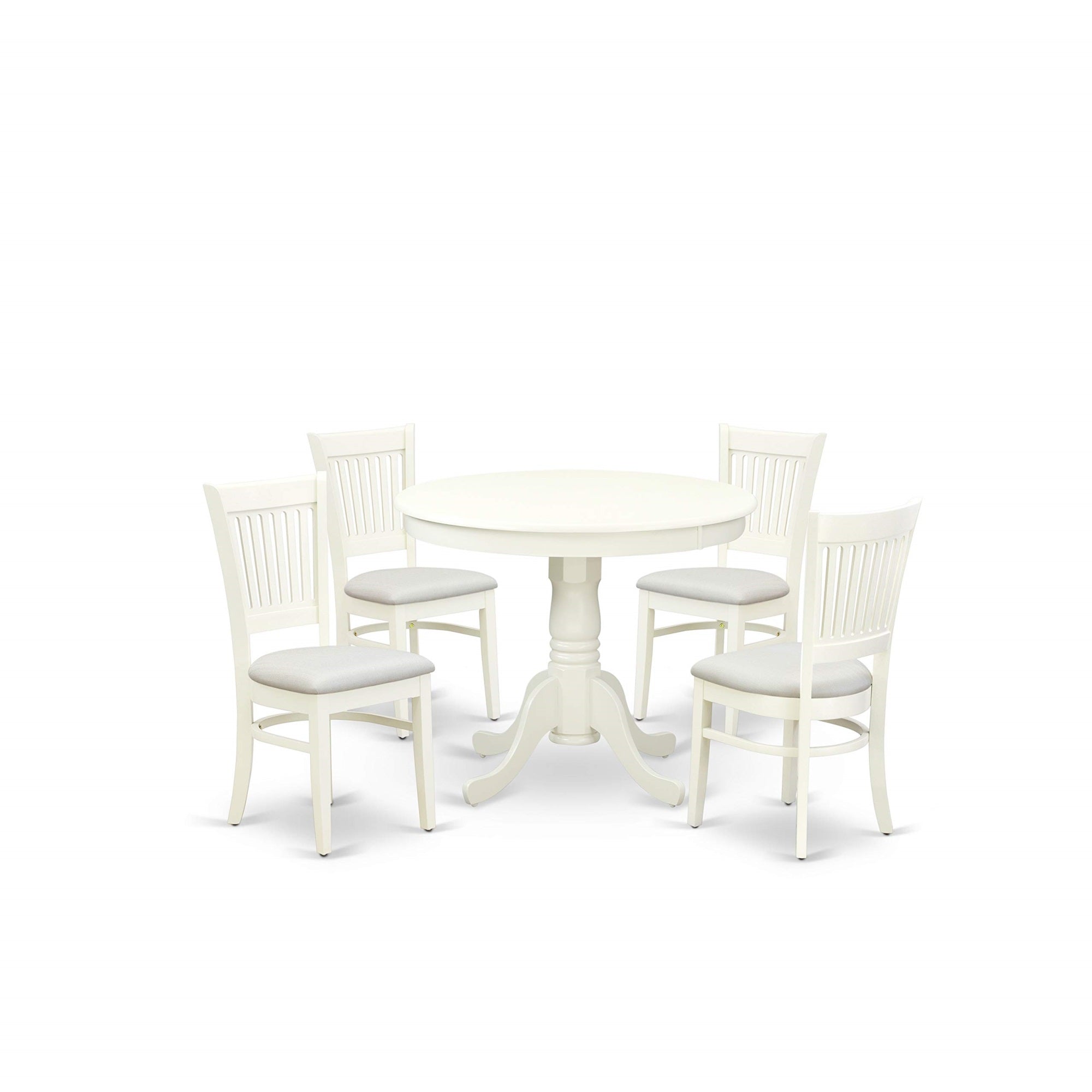 Ergode Anva5-Lwh-C, 5-Piece Modern Dining Set, Wooden Table & 4 Chairs, Mid-Century Design, Linen Fabric Upholstery, Easy Assembly, Premium Quality, Perfect Addition To Any Dining Area, 36X36 Inch, Linen White